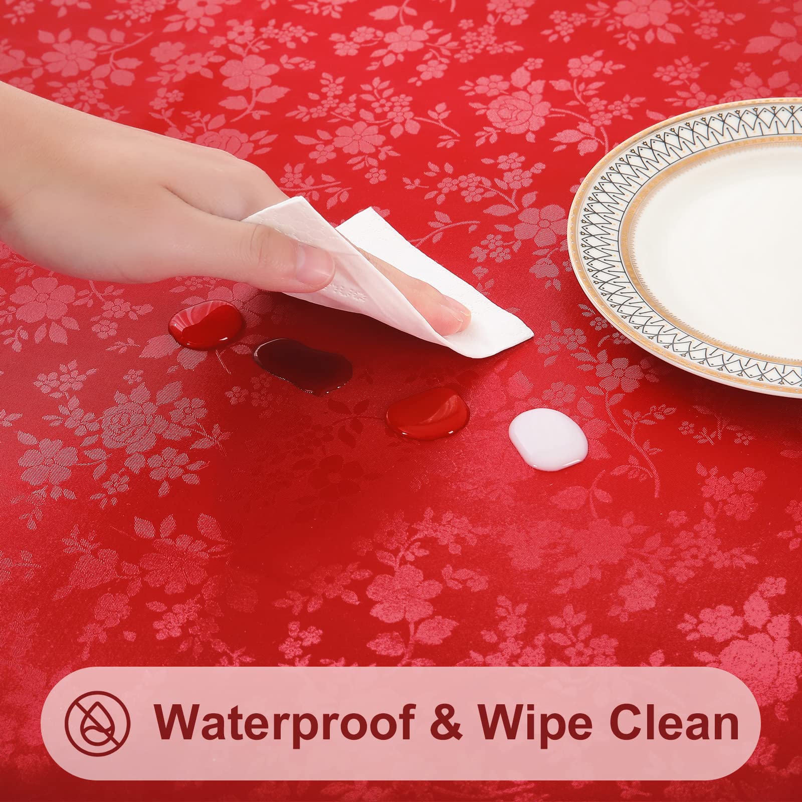 Smiry Square Table Cloth, Waterproof Heavy Duty Vinyl Tablecloths, Wipeable Washable Table Cover For Kitchen And Dining Room (Re