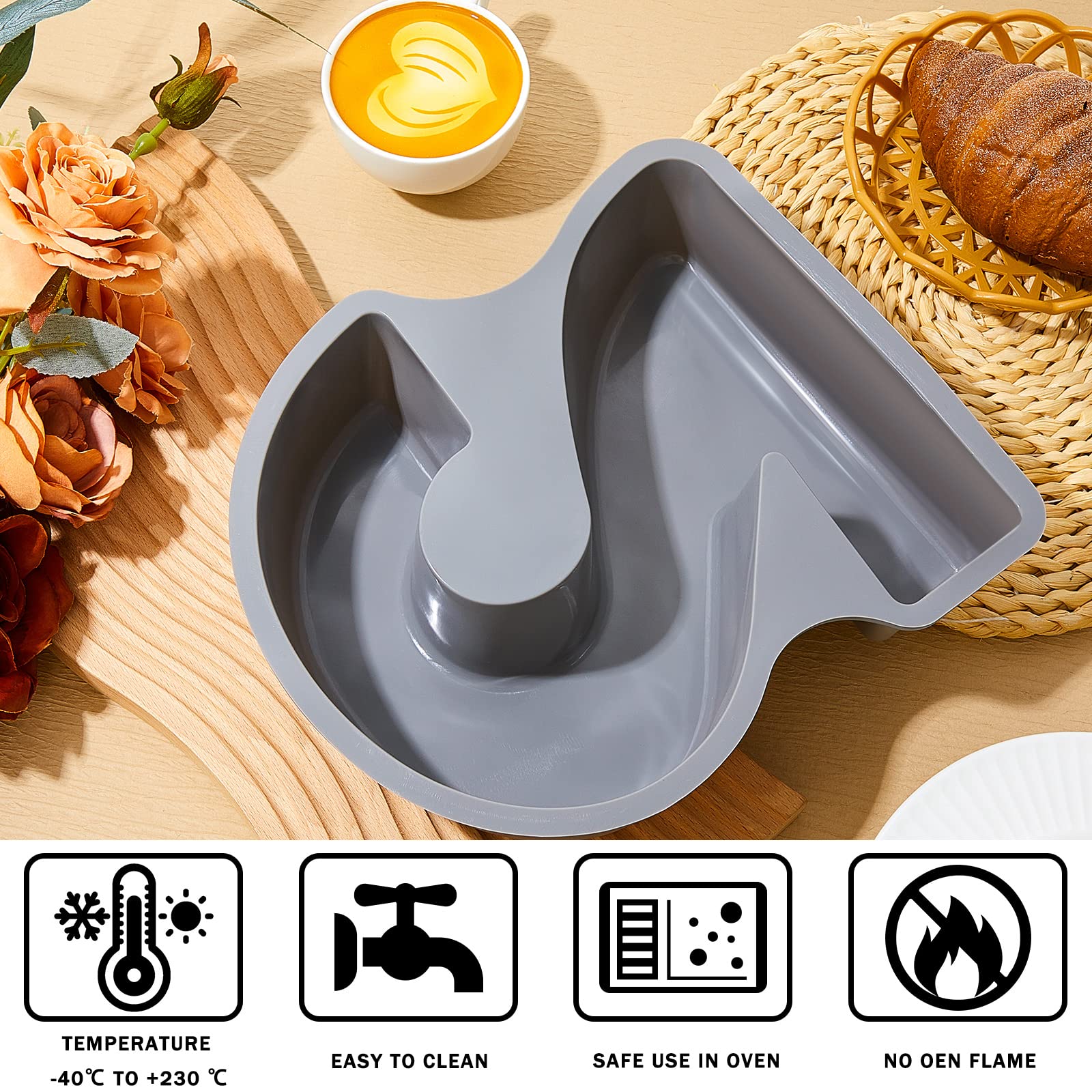 9 Pcs 10 Inch Number Moulds Baking Forms Large Silicone Number Mold 3D Cake Mold Big 0-9 Number Cake Pan Digital Baking Silicone