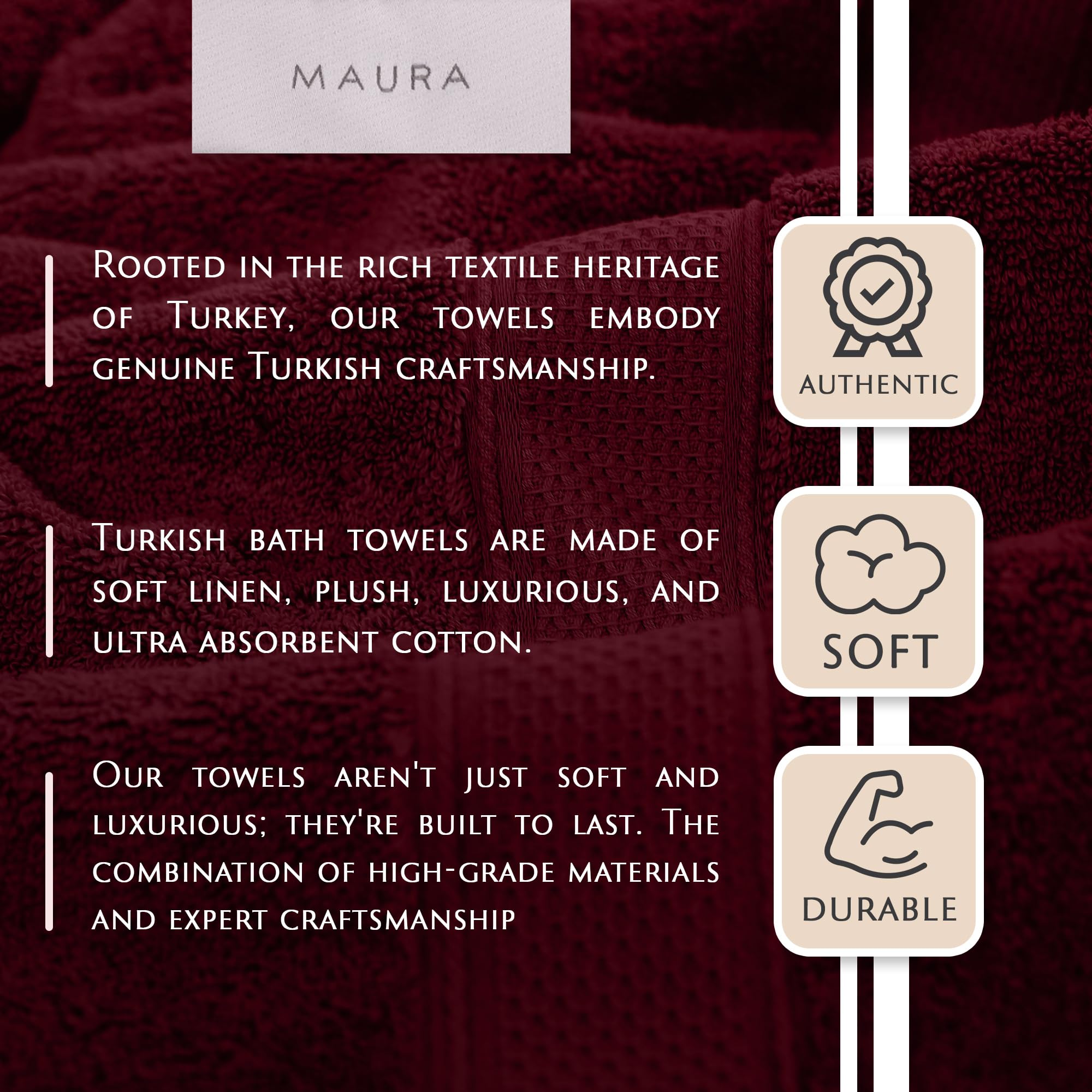 Maura 4 Piece Bath Towel Set. Extra Large 30''x56'' Premium Turkish Towels. Thick  Soft  Plush and Highly Absorbent Luxury Hotel & Spa Quality Towels - Sand