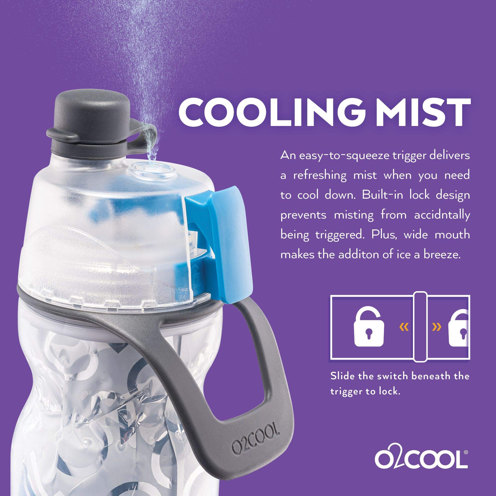 O2Cool Mist 'N Sip Misting Water Bottle 2-In-1 Mist And Sip Function With No Leak Pull Top Spout Reusable Sports Water Bottle -