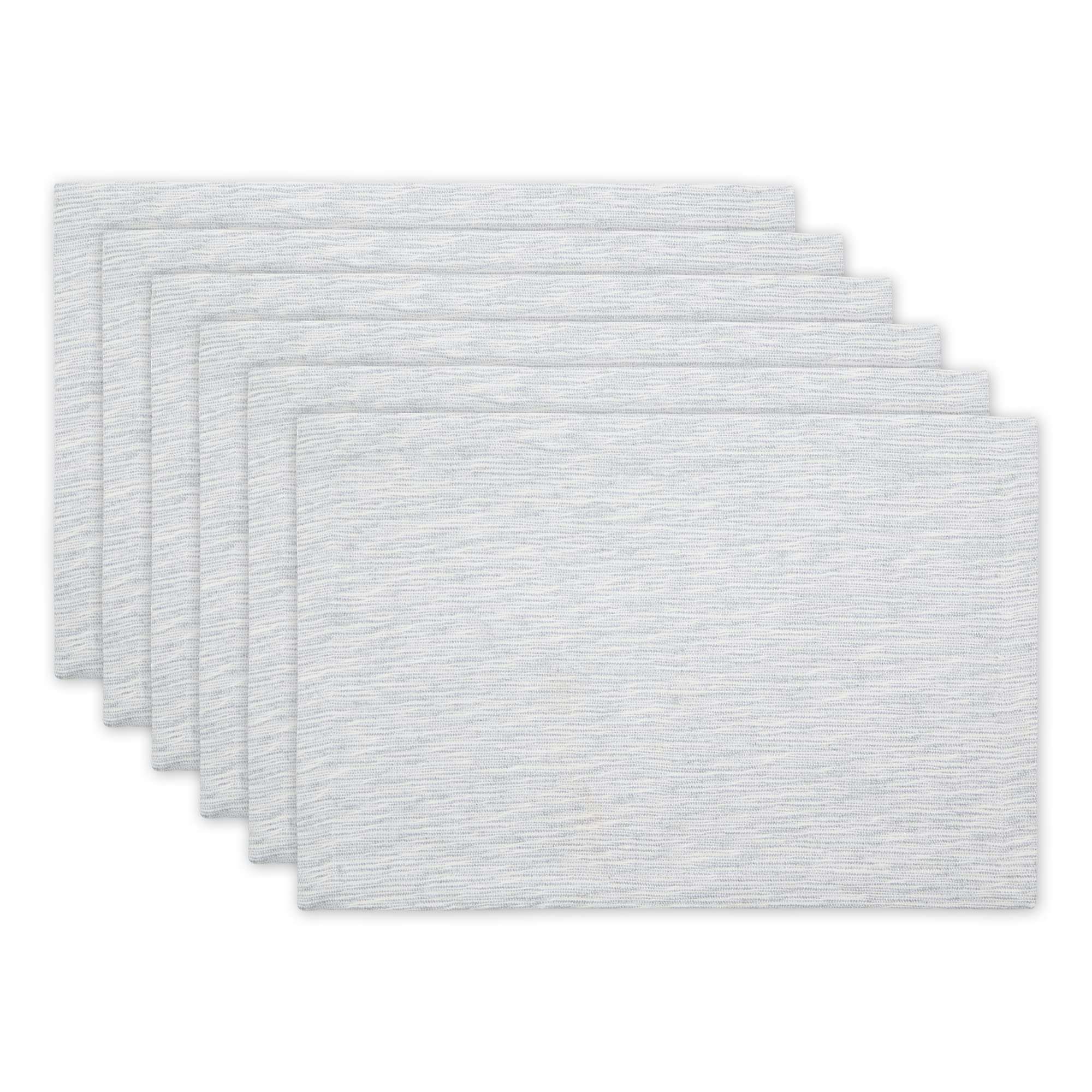 LIGHT GRAY AND OFF-WHITE TONAL RECYCLED COTTON SLUBBY RIB PLACEMAT SET/6