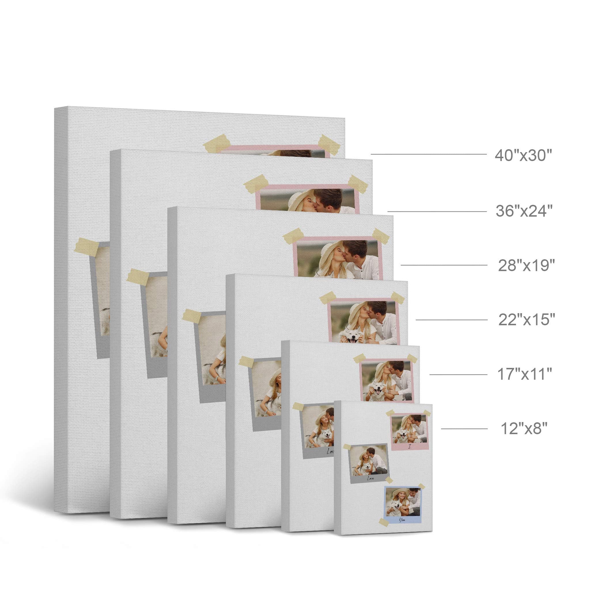 Smile Art Design Custom Photo Print Canvas Print with Your Photo Personalized Photo 3 Images Polaroid Photo Collage Picture I Love You Quote Personalized Gift Wedding Gift - 17x11 inches