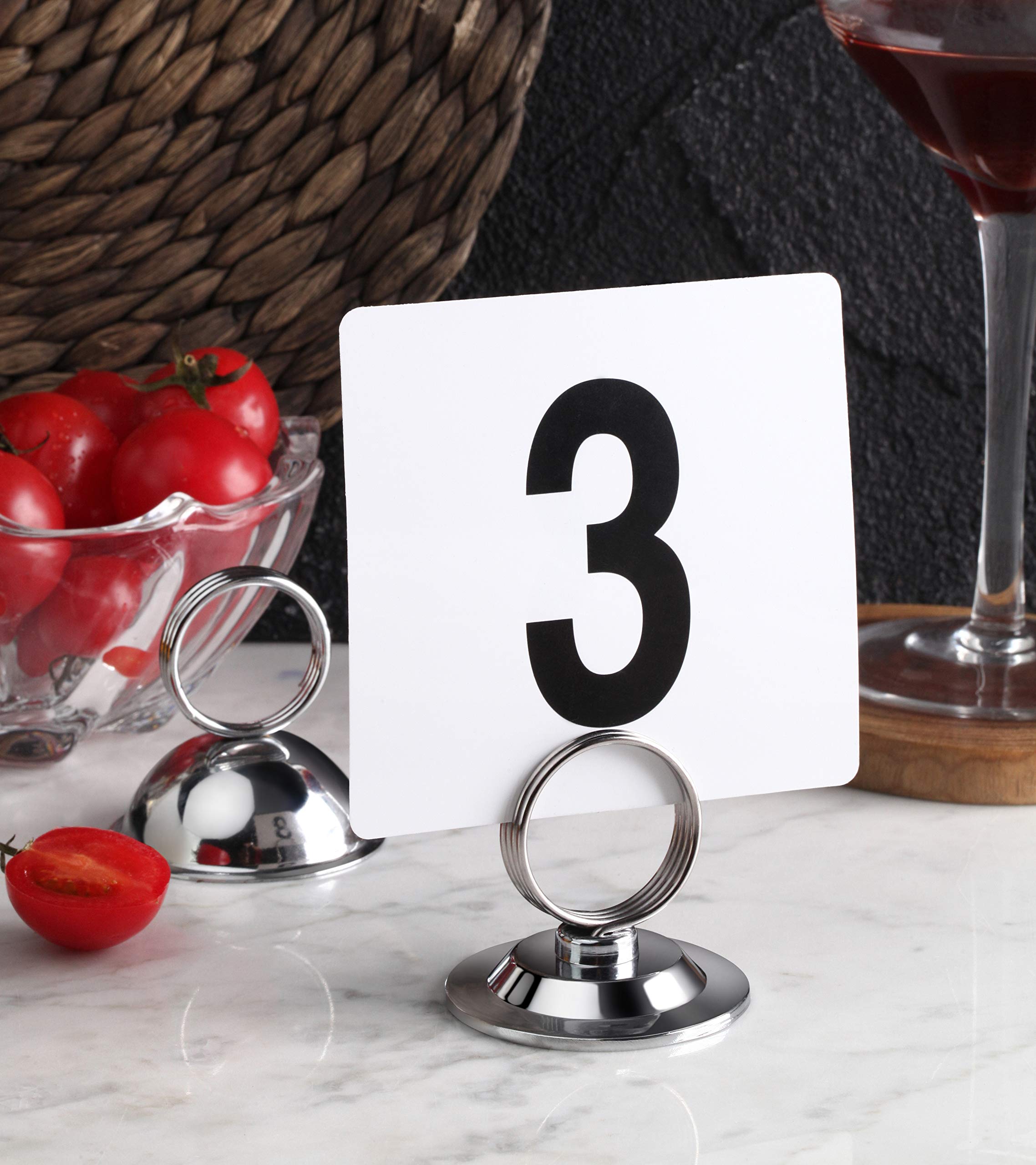 New Star Foodservice 23367 Split-Ring Style, Place Card/Table Number Holder, 2.5 X 2.33 Inch, Silver, Set Of 12