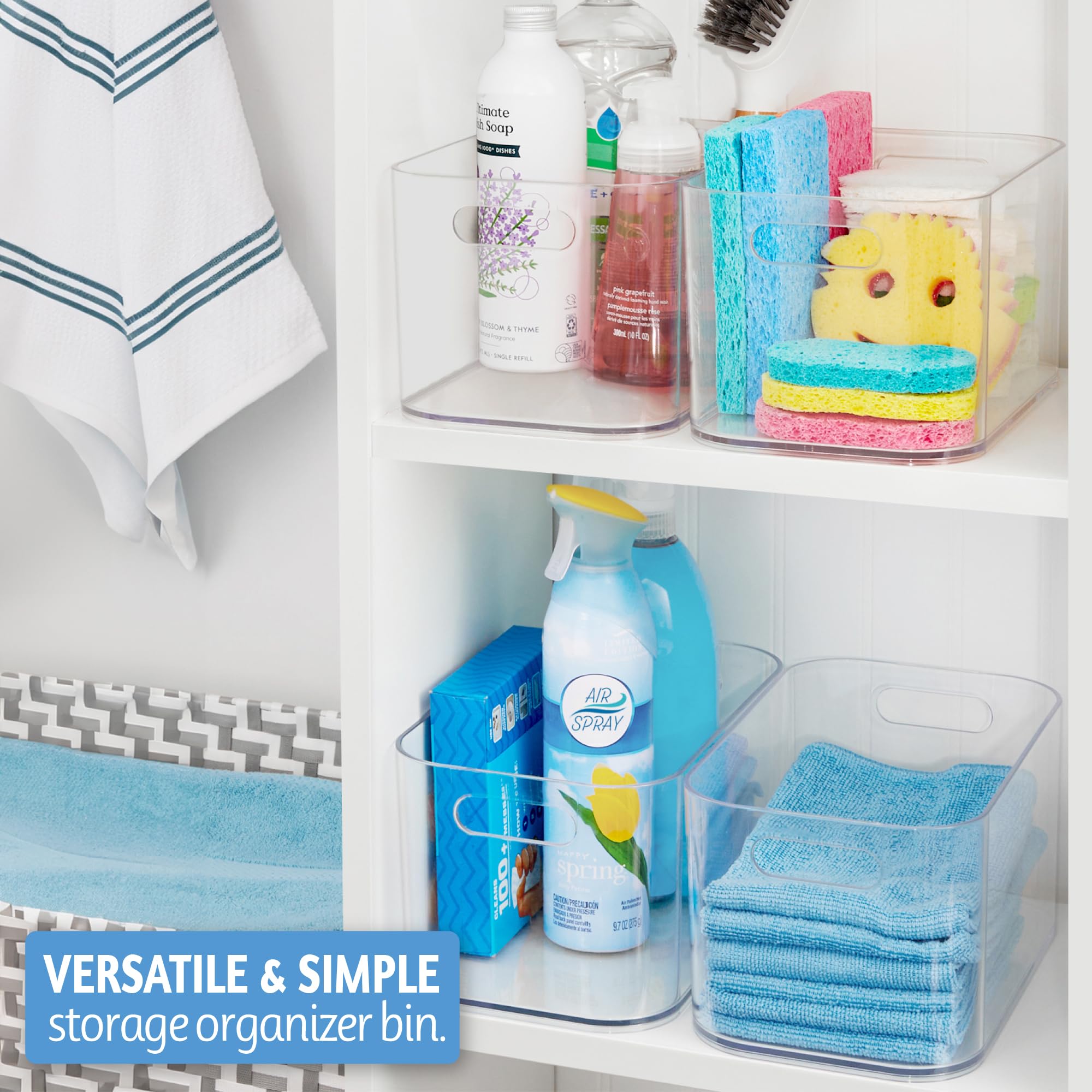 Stori Bliss 10'' X 6'' Open Clear Pantry Organizer Bin, Plastic Containers With Handle For Kitchen, Fridge, Cabinet, Closet, Bat
