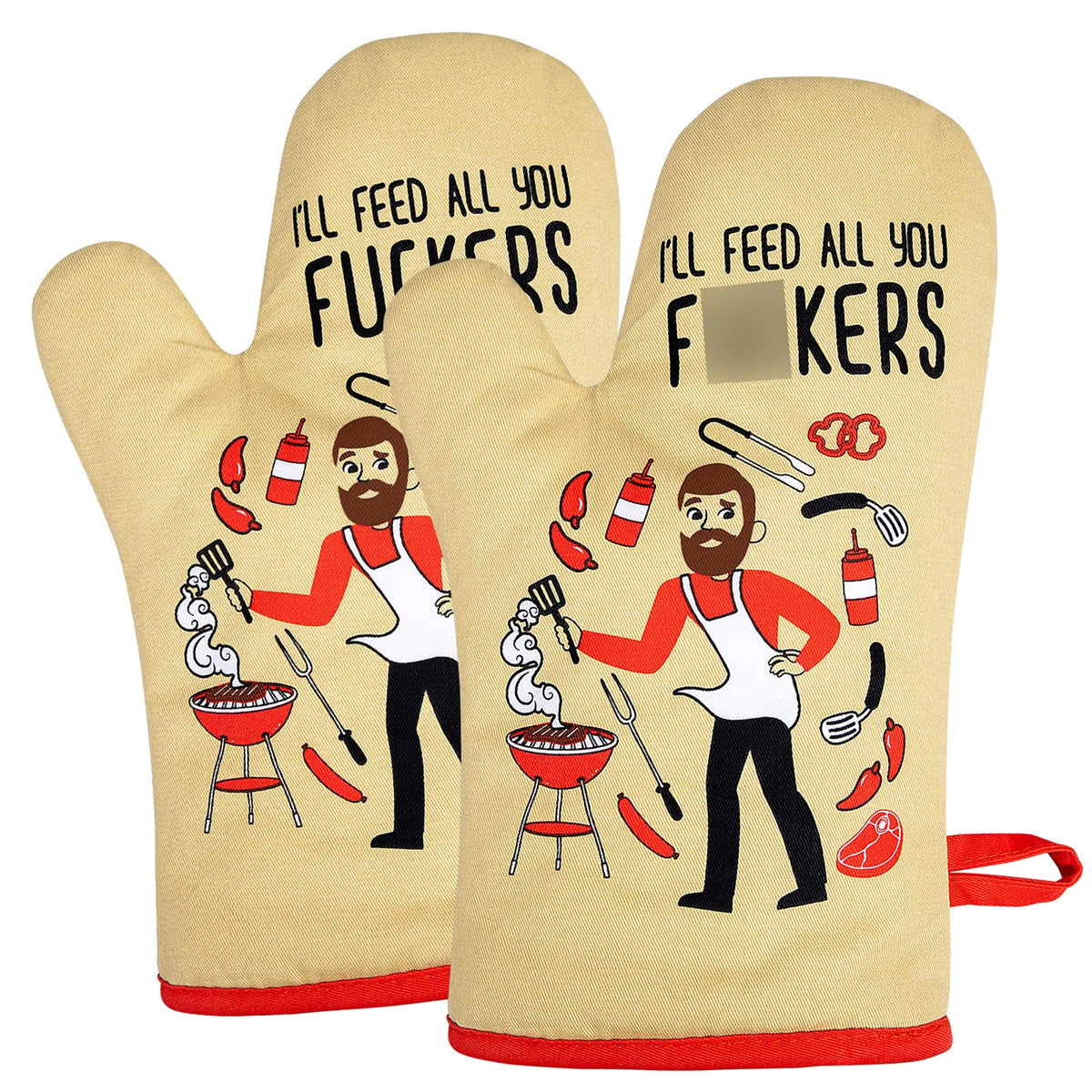 Miracu Funny Oven Mitts, Presents For Chefs, Funny Cooking Gadgets, Bbq Oven Mitt - Unique Gifts For Cooks Dad Brother Him, Manl