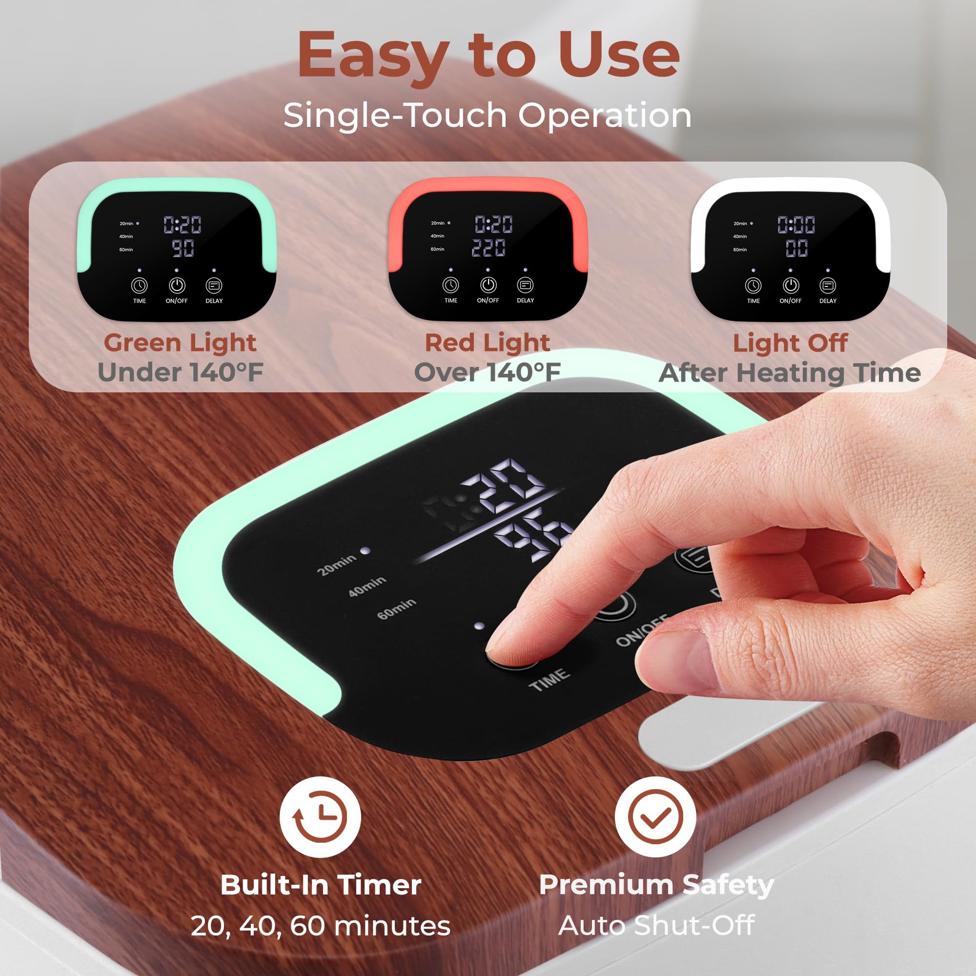 Serenelife Sltlwsq83 Bucket-23L Capacity Hot Warmer With Timer Function, Fits Up To Two Oversized Towels For Bathroom (Wood Colo