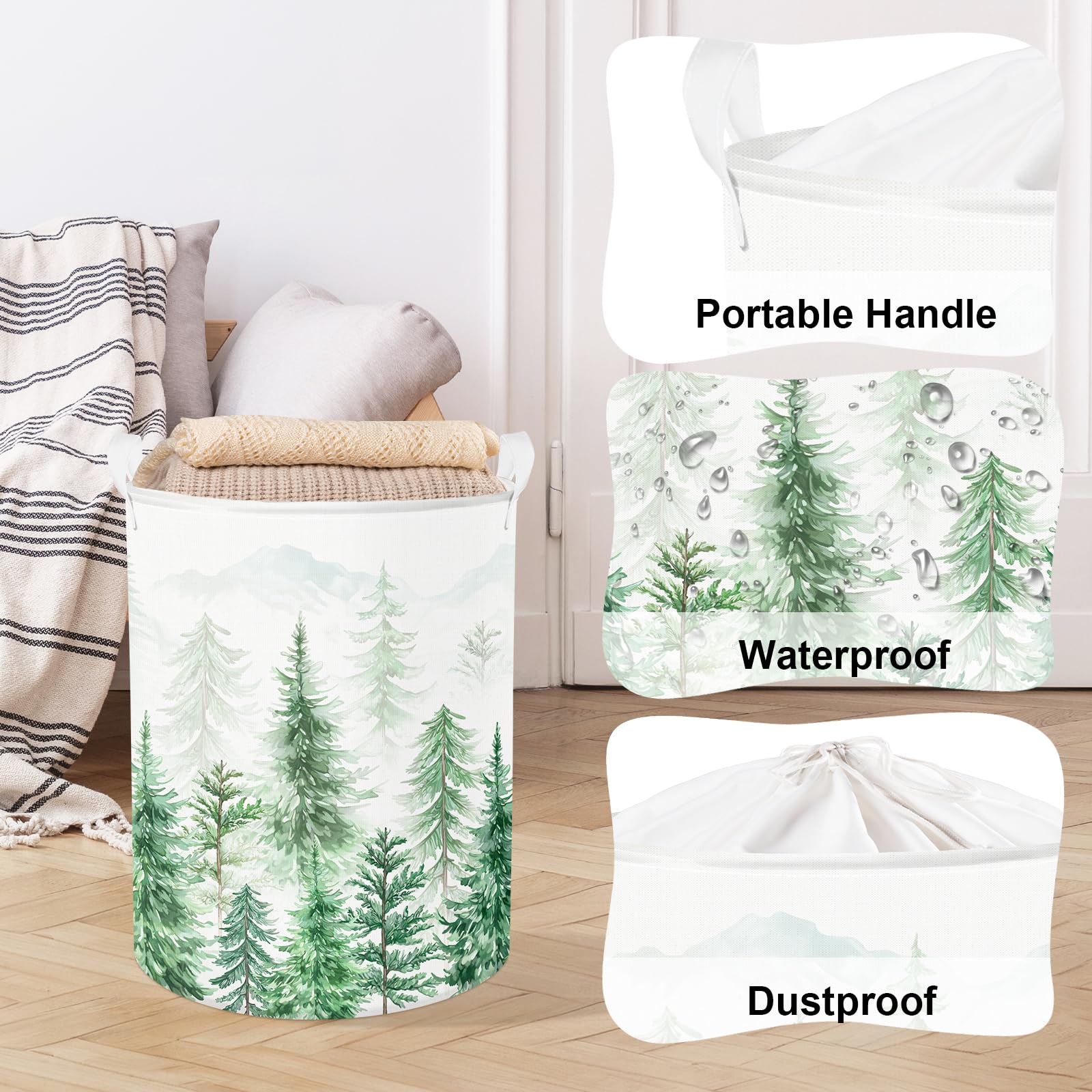 Clastyle Pine Forest Baby Laundry Hamper Kid Storage Basket Boy Girl Gift Toy Box Collapsible Clothes Organizer Nursery Bin for