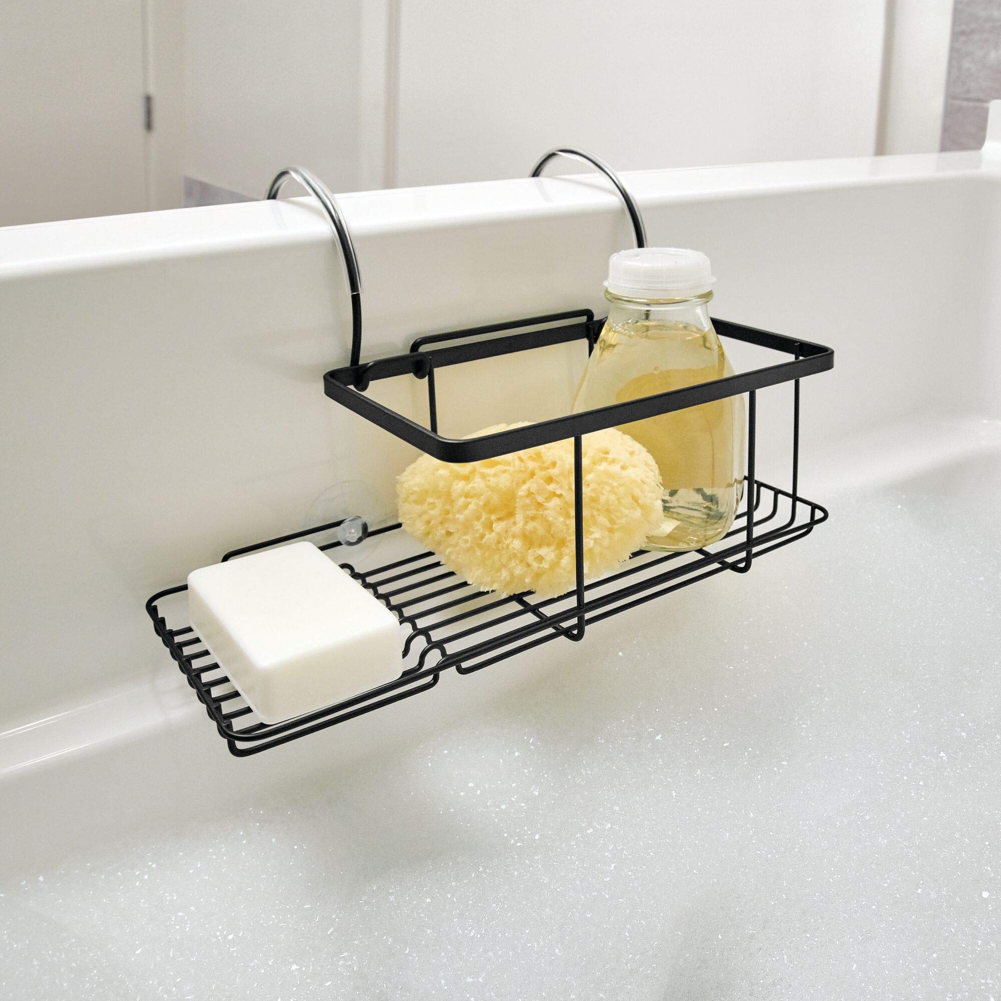 Idesign Metal Over The Bath Caddy Basket, The Everett Collection - 12.08    X 10.2    X 6.64   , Matte Black