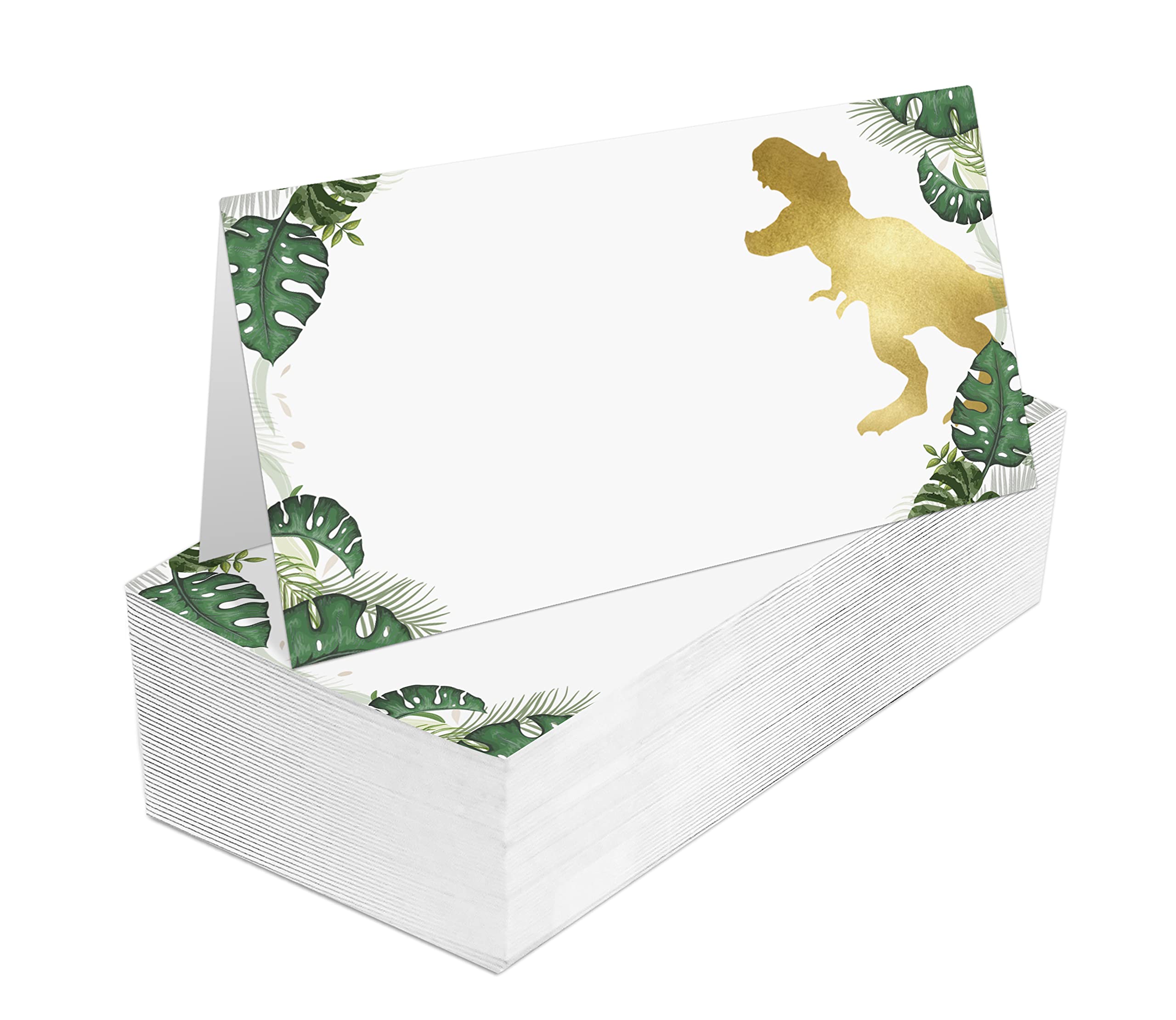 Place Cards For Wedding, Birthday Or Party, Dinosaur Filled-In Name Place Cards, Foldover Seating Table Cards, 25 Pack, Folds In