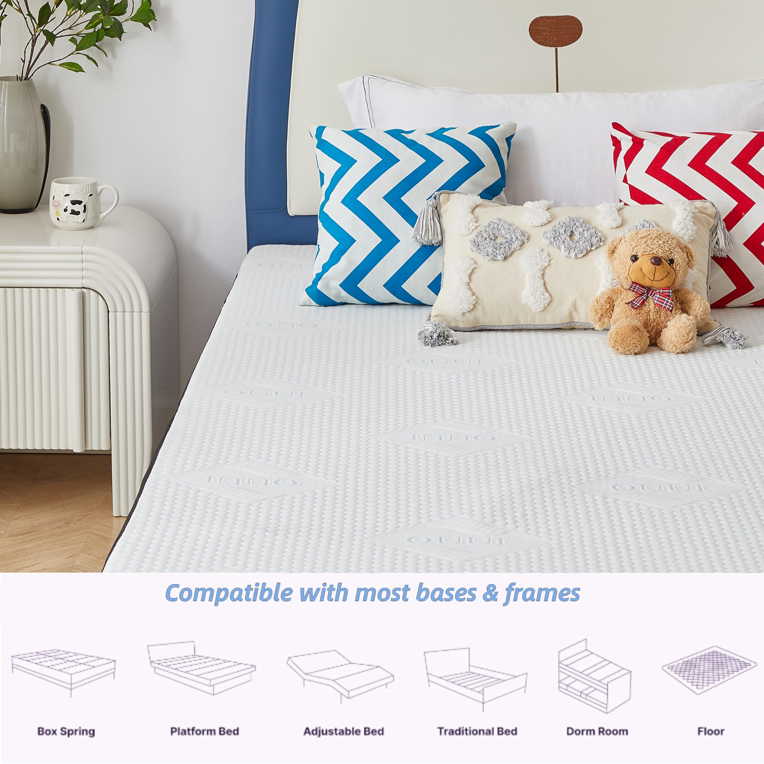 Ouui 6 Inch Gel Memory Foam Twin Mattress Medium-Firm Mattress For Pressure Relief & Cooler Sleep Mattress For Kids Adults Certi
