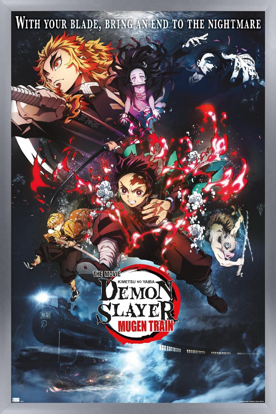 Trends International Demon Slayer: Mugen Train - Collage One Sheet Wall Poster, 14.725'' X 22.375'', Silver Framed Version