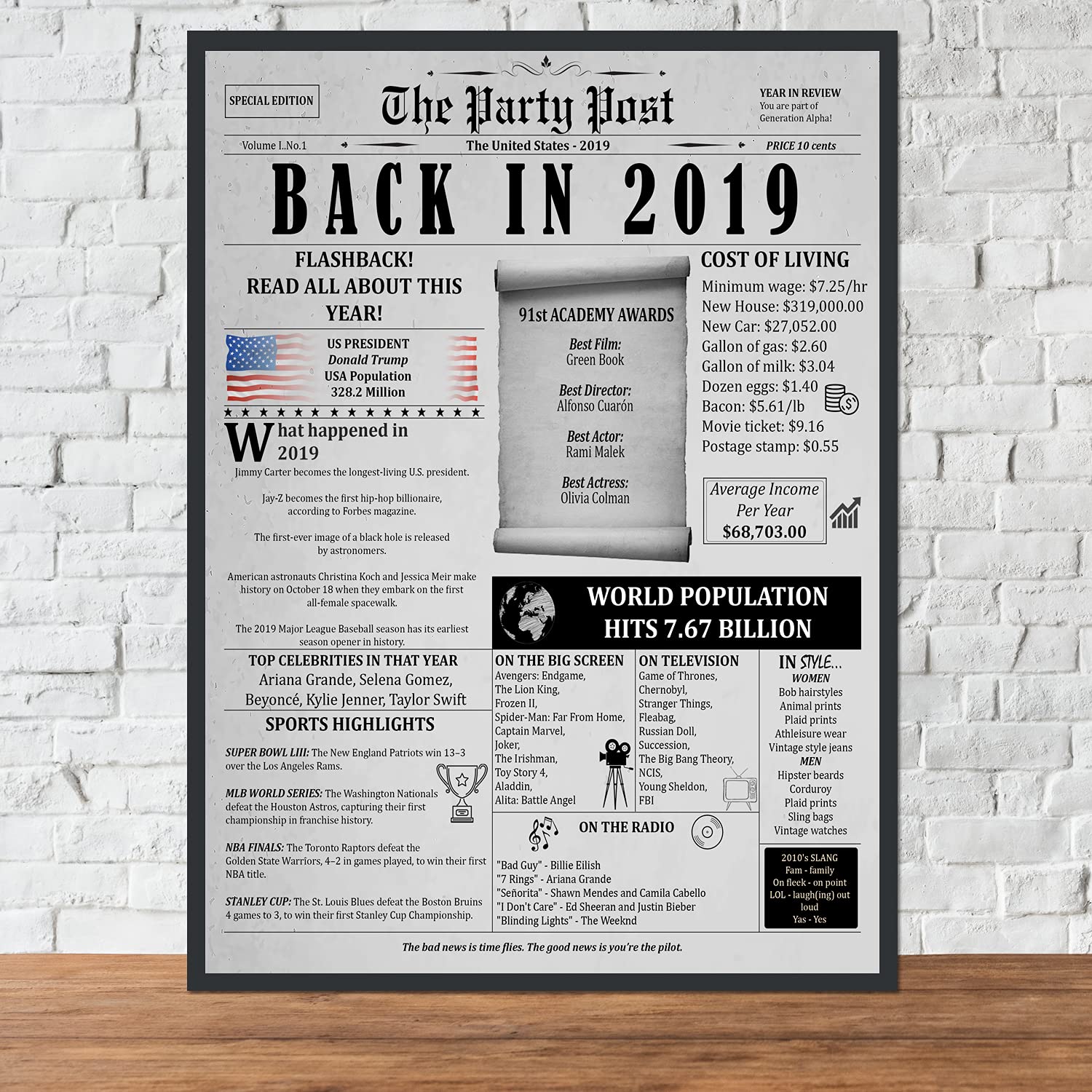 6Th Birthday Poster 8 X 10 Party Sign - Born 6 Years Ago Table Party Supplies. Back In 2019 Home Decor Bday Card. Wedding Annive