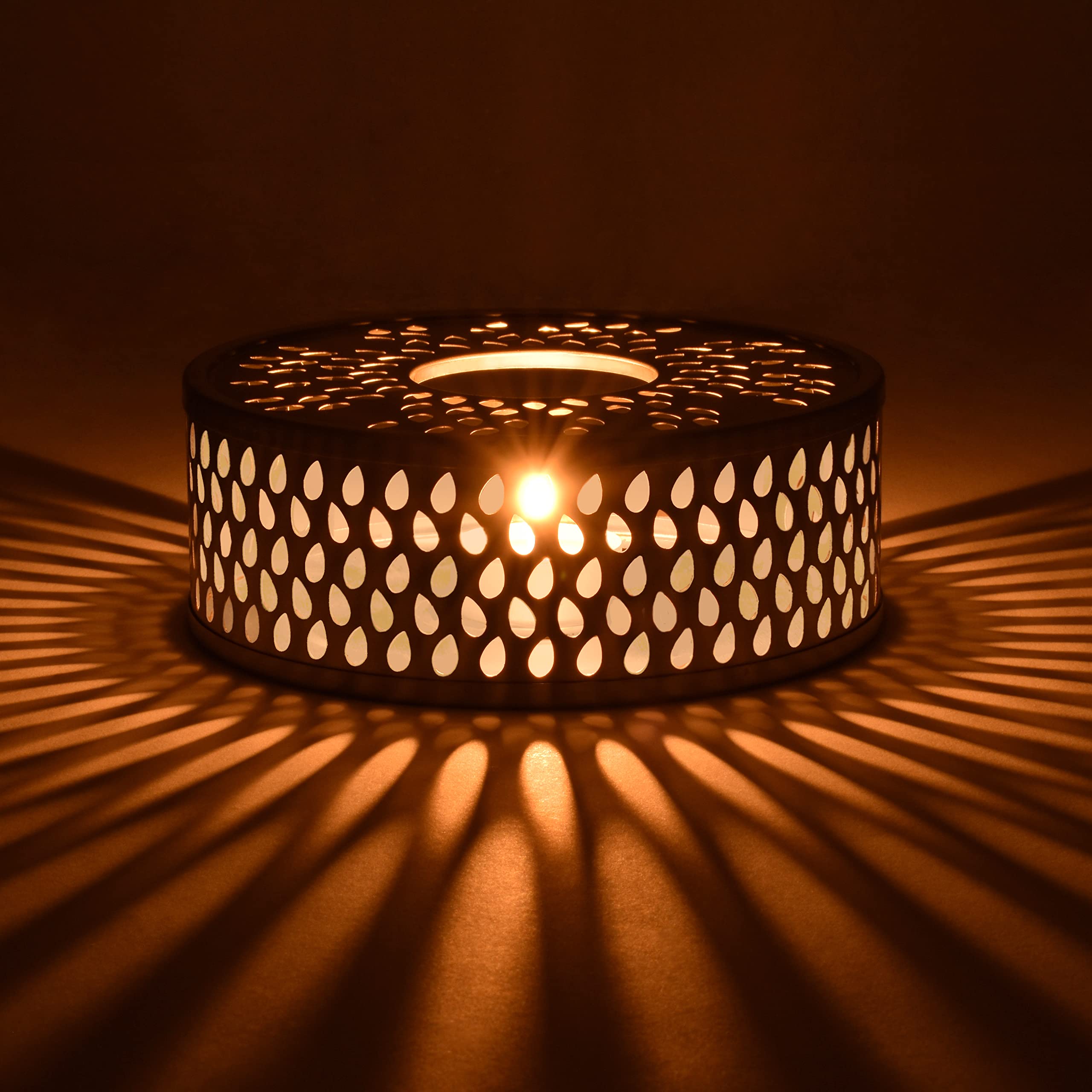 Creano White Stainless Steel Tea Warmer With Tea Light Holder - Stable Rattles Not - Rechaud Suitable For All Teapots