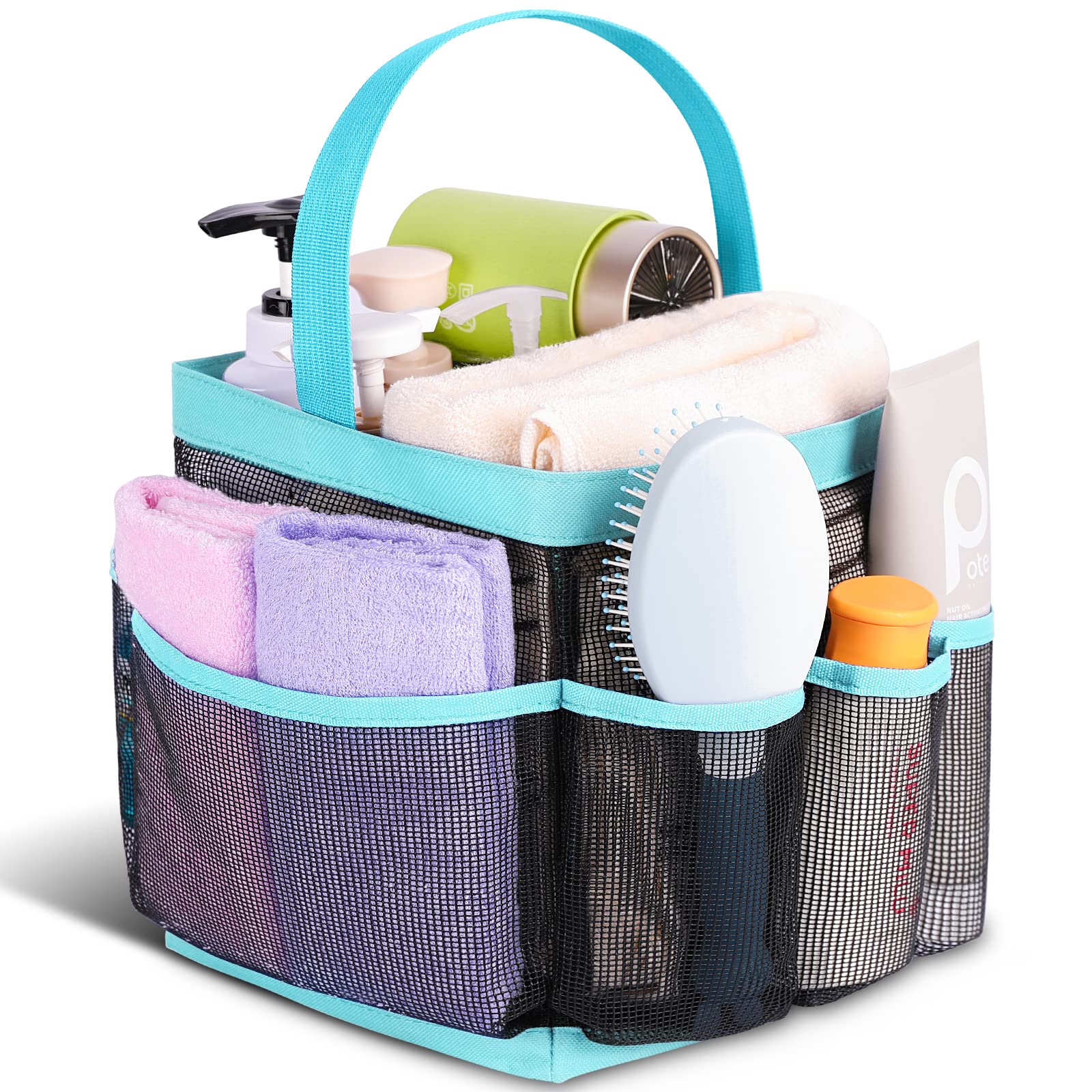 EUDELE Mesh Shower Caddy Portable for College Dorm Room Essentials with 8-Pocket Large Capacity Shower Bag for Beach Swimming Gym Travel essentials