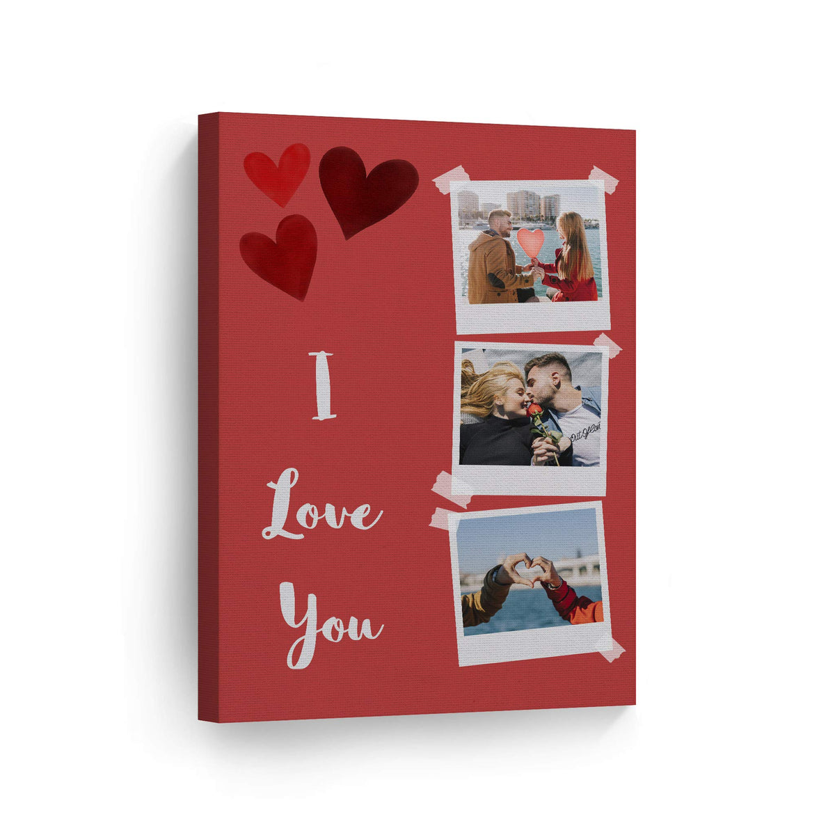 Smile Art Design Custom Photo Print Canvas Print With Your Photos Personalized Photo 2 Images Polaroid Photo Collage Picture Red