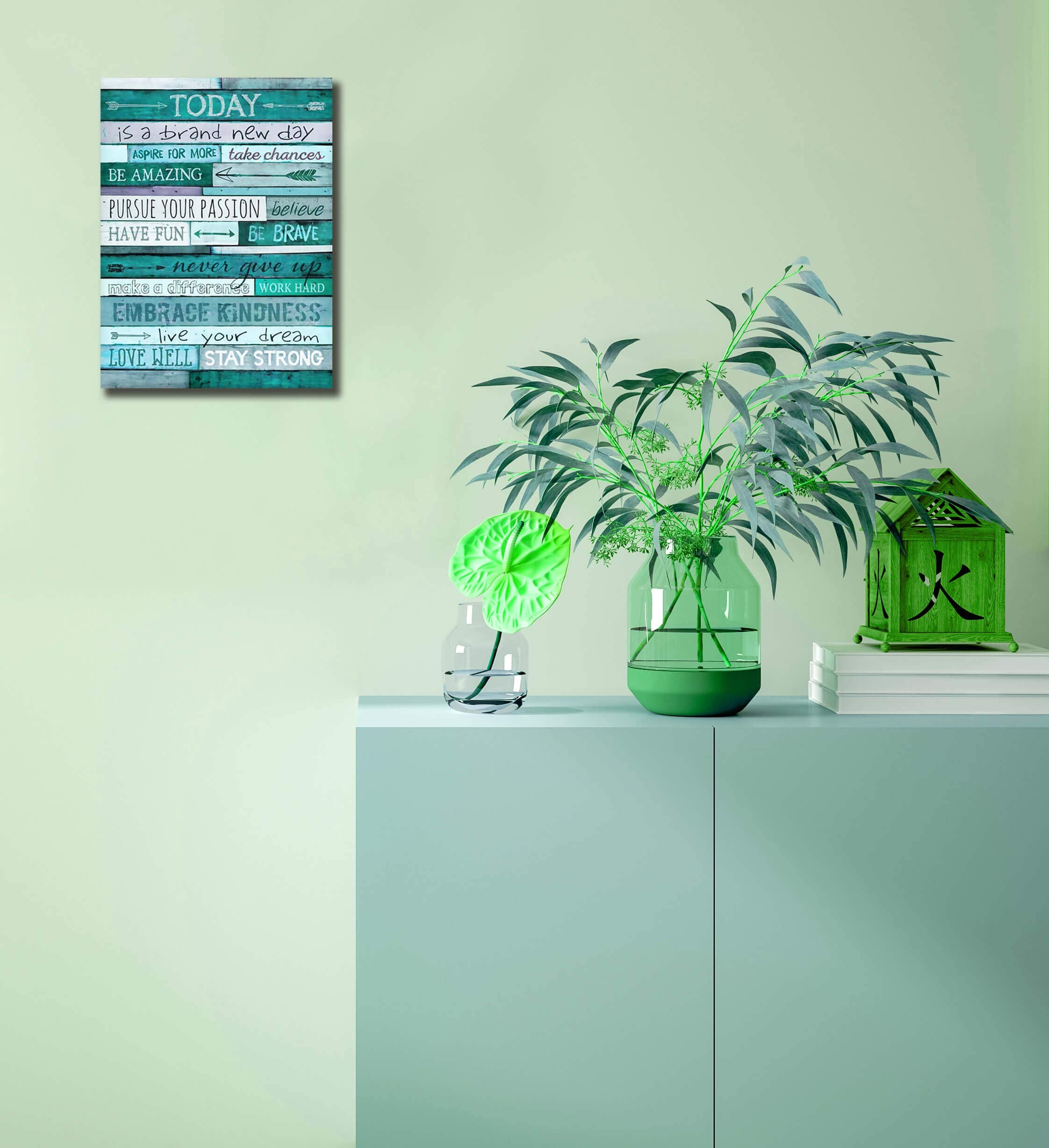 Large Inspirational Wall-Art - Positive Office Wall Decor - Teal Motivational Wall Art - Framed Canvas Art Easy To Hand Size 24X
