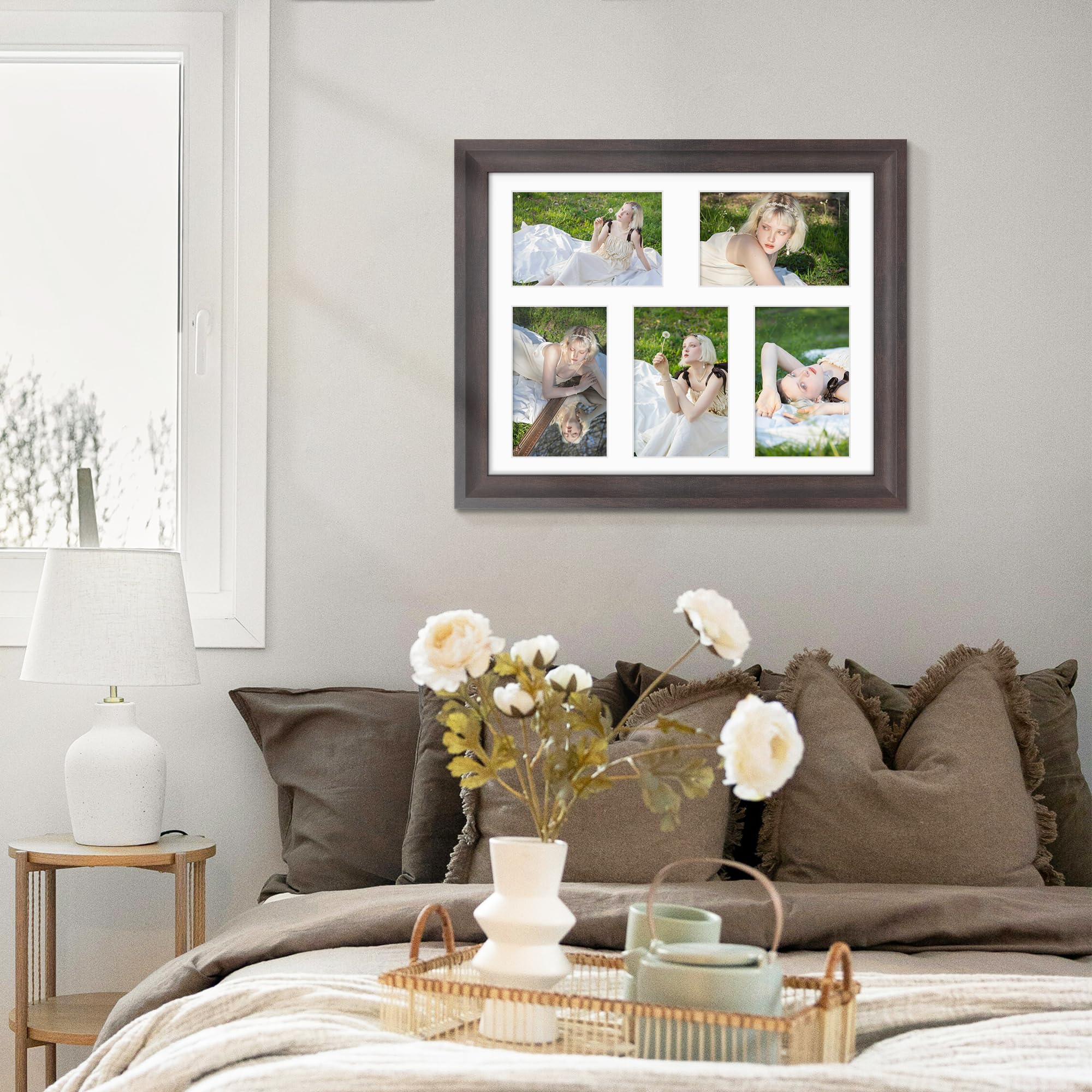 DUENPY 11x14 Picture Frame 4x6 Collage Picture Frame Displays Five 4x6 inch Photos or 11x14 (Without Mat) Wall Decor or Tabletop