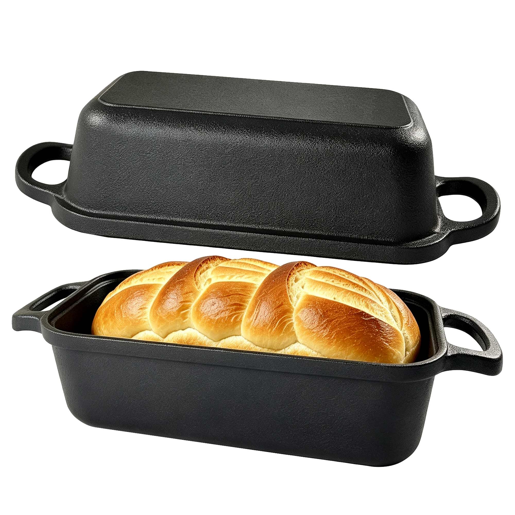 COOKWIN Cast Iron Bread Loaf Pan with Lid, 9x5 Inch Bread Baking Pan, HeavyDuty and Even Heating for Homemade Sourdough, Sandwi