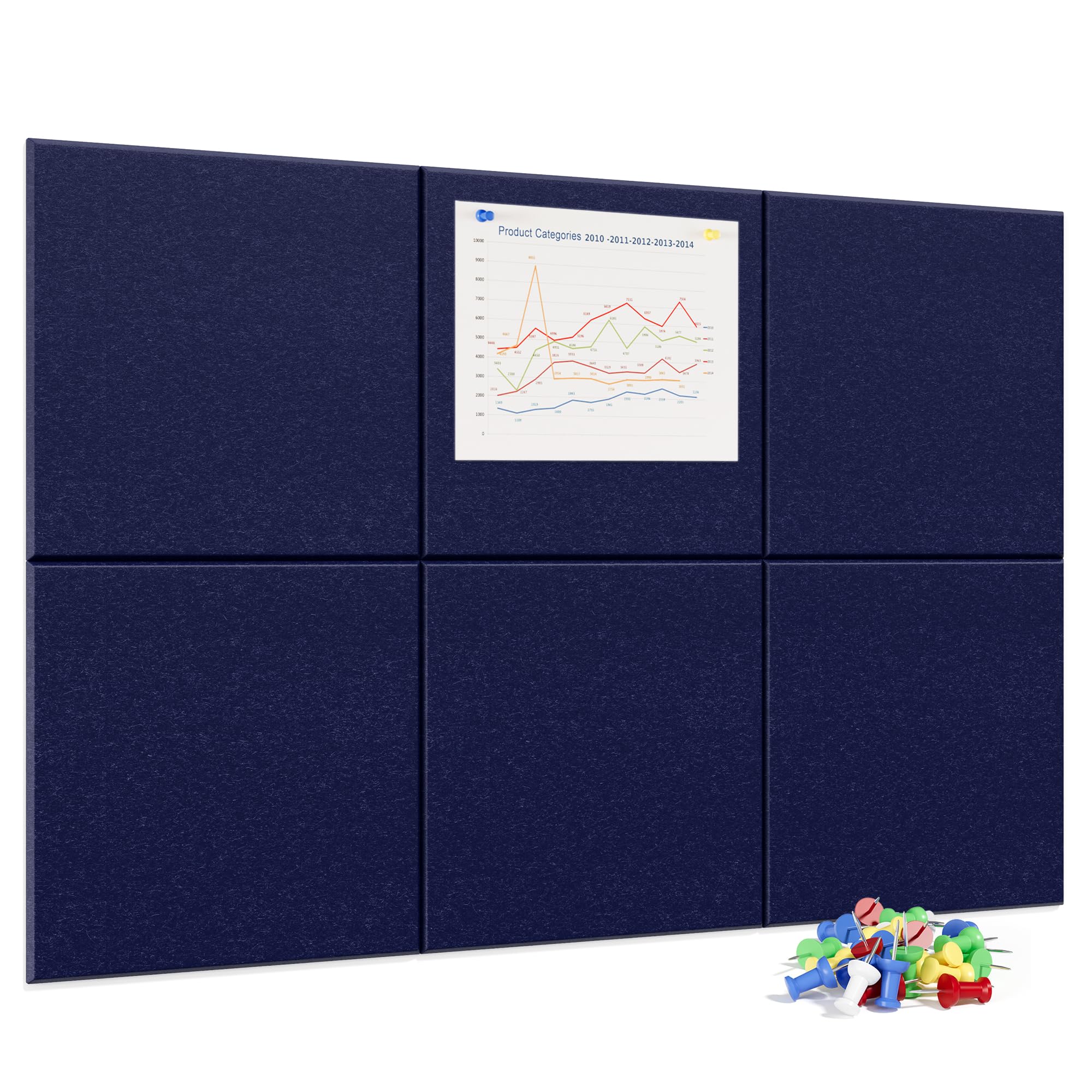Neatsure Large Cork Board for Wall, 36 x 24 Bulletin Board with Pushpins, 6 Panels Felt Tiles Tack Push Pin Board for Office, Da
