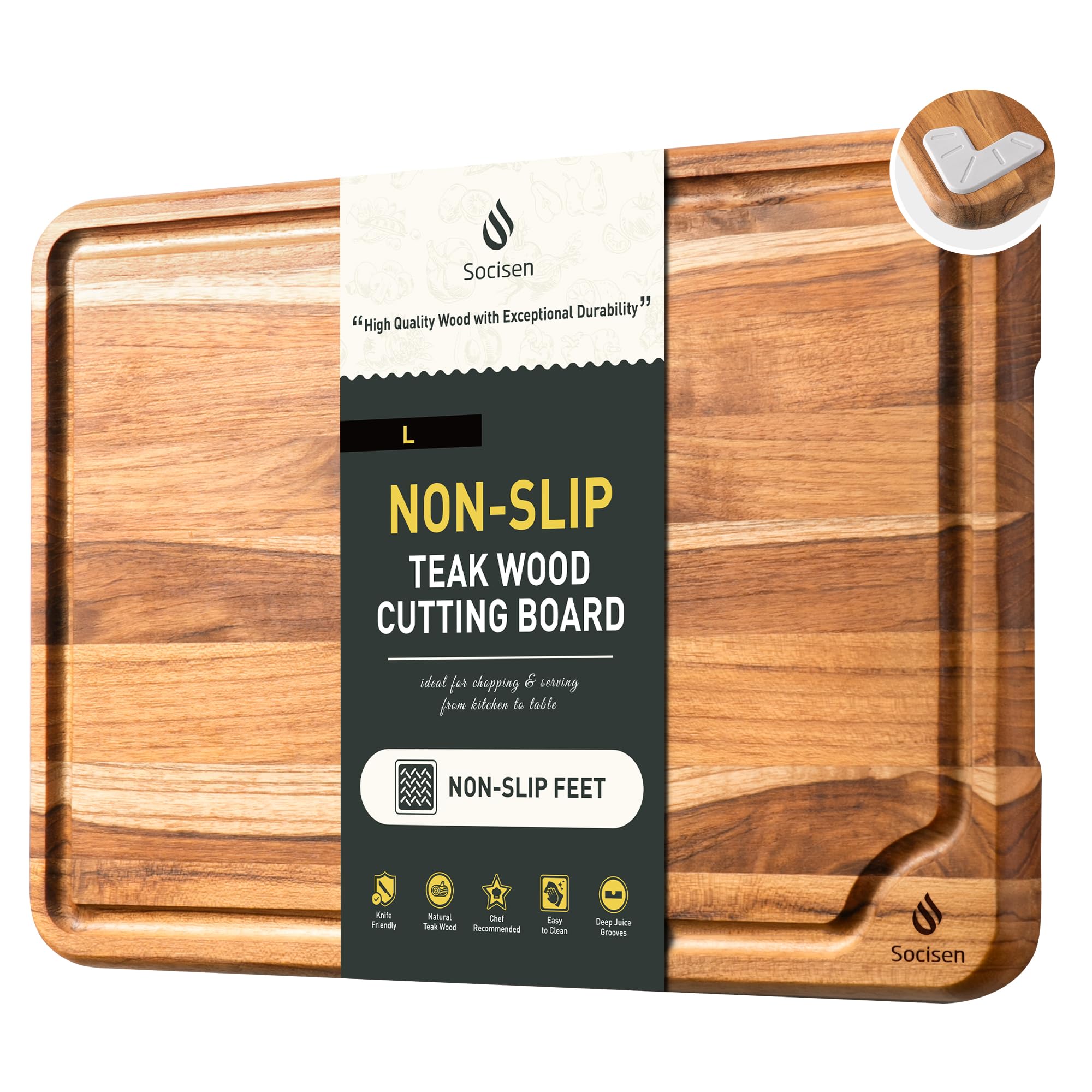 Teak Cutting Board 15inch Non Slip Over Sink Kitchen 2025 First Apartment Essentials Wooden Cutting Board New Home Must Haves Ac