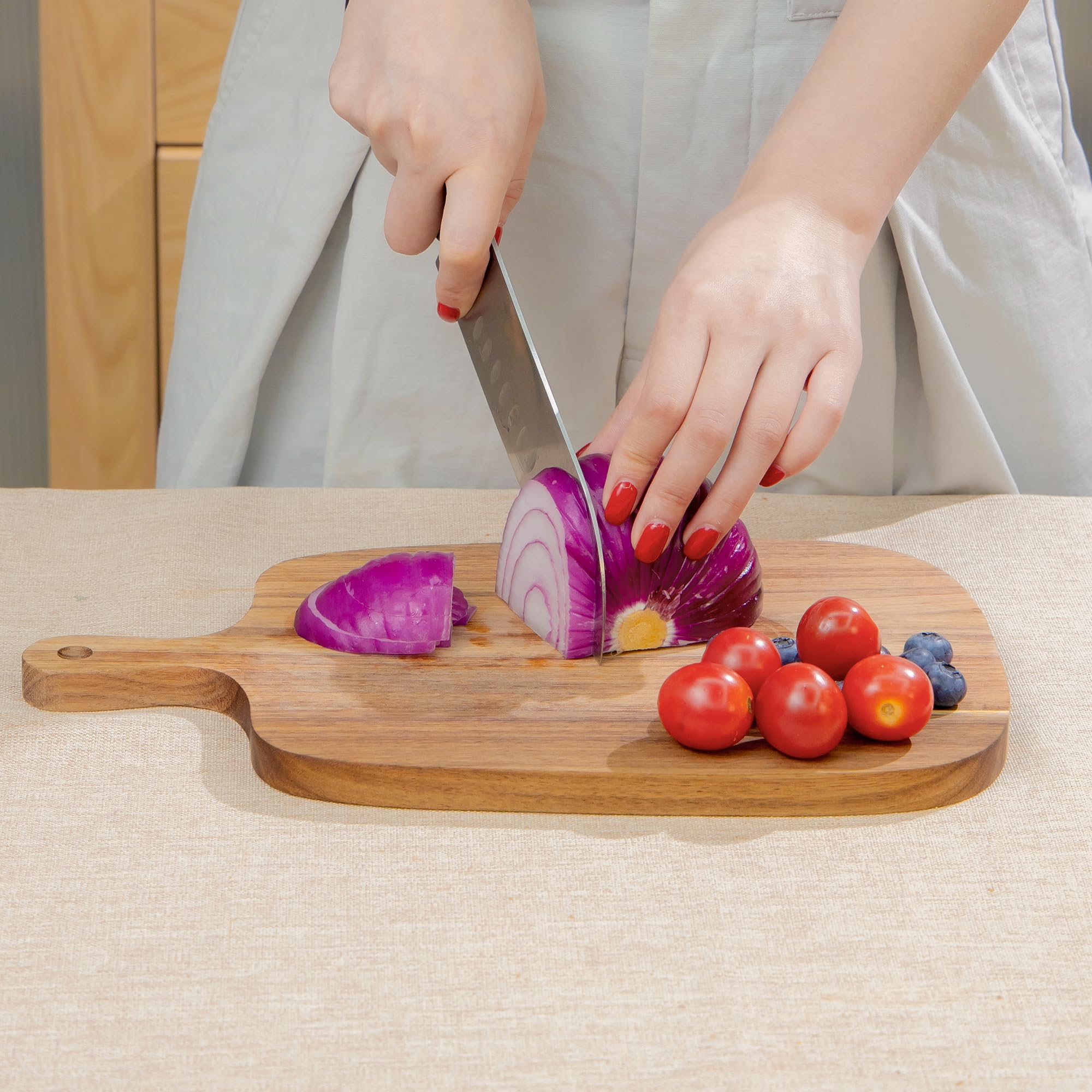 Kitchen Utensils Wooden Cutting Board and Durable Cutting Board with Handles for Meat, Cheese, Bread, Vegetables and Fruits Cutt
