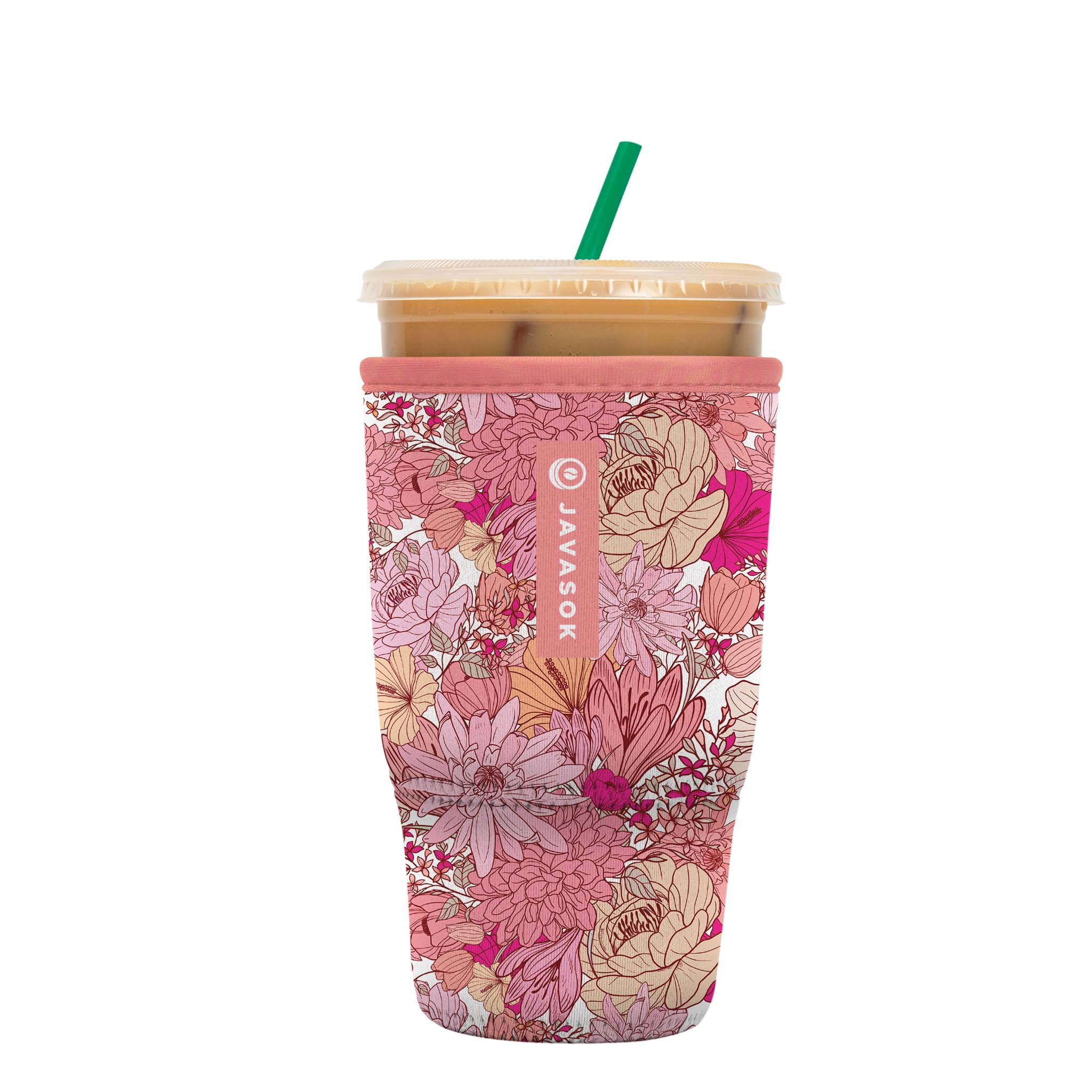 Sok It JavaSok Iced Coffee & Cold Soda Insulated Neoprene Cup Sleeve (Rosy Outlook, Large: 30-32oz)