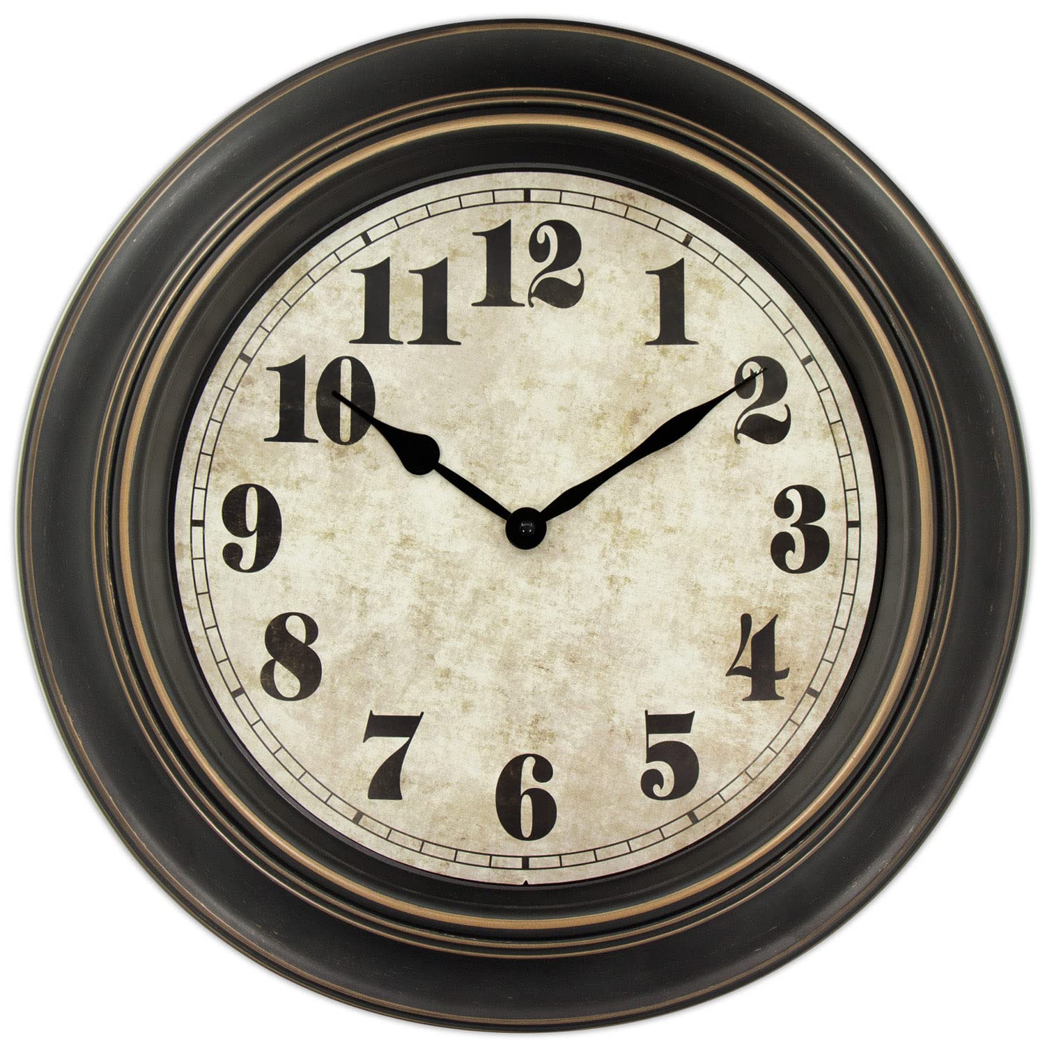 45Min 18-Inch Retro Wall Clock, Silent Non-Ticking Round Home Decor Wall Clock With Arabic Numerals