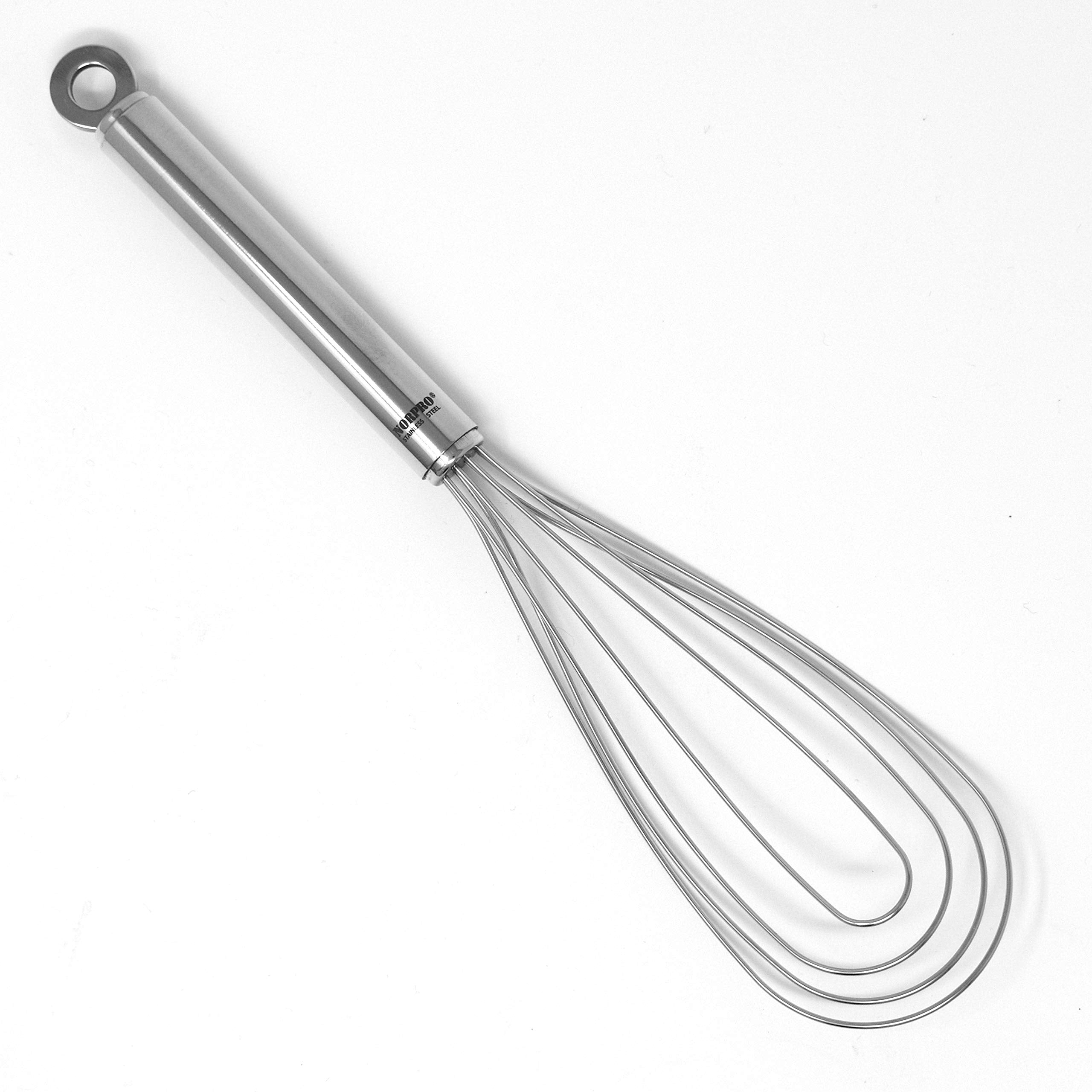 Norpro Krona 11-Inch Stainless Steel Flat Whisk, 11In/28Cm, Silver