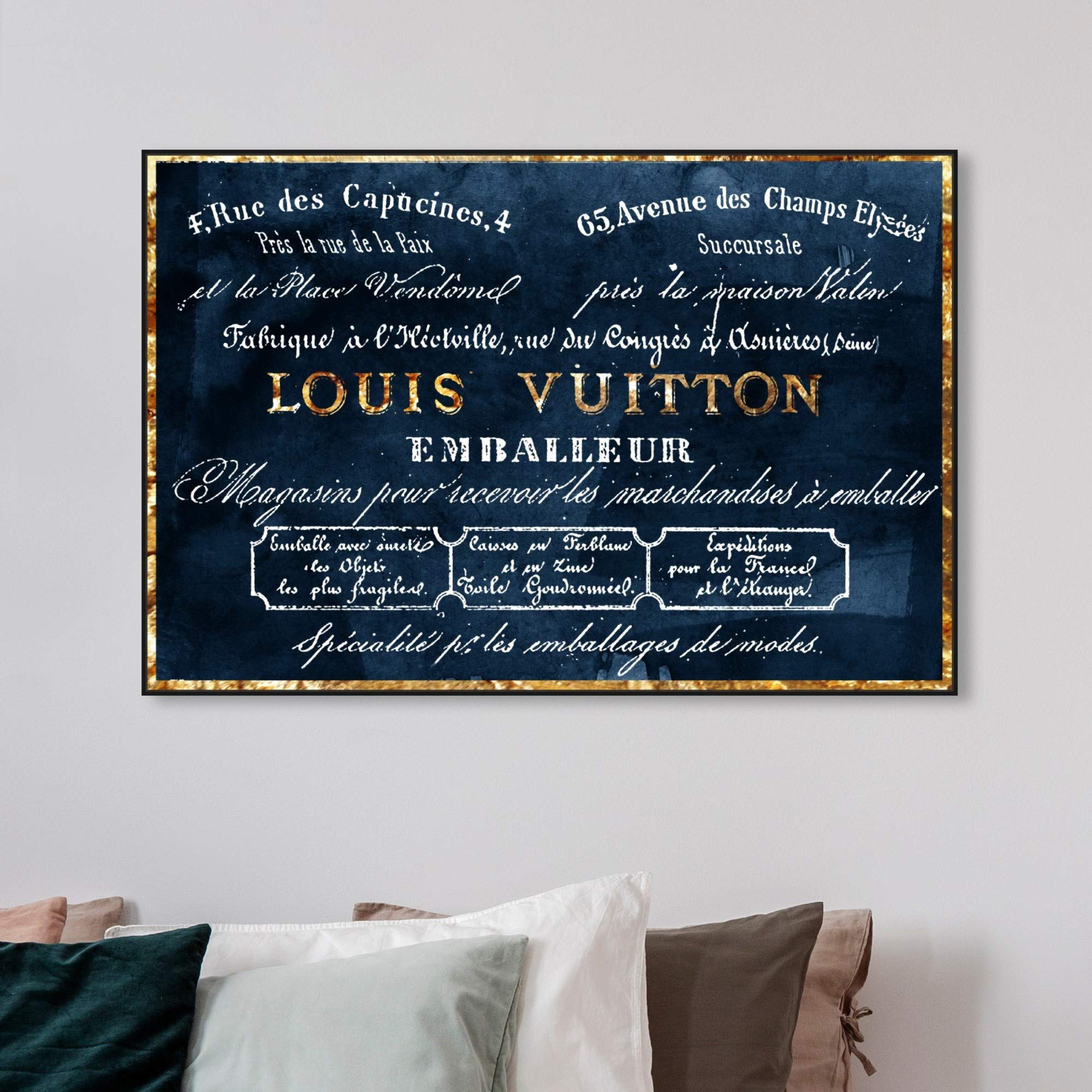 Fashion And Glam Framed Wall Art Canvas Prints 'Emballeur Navy' Road Signs