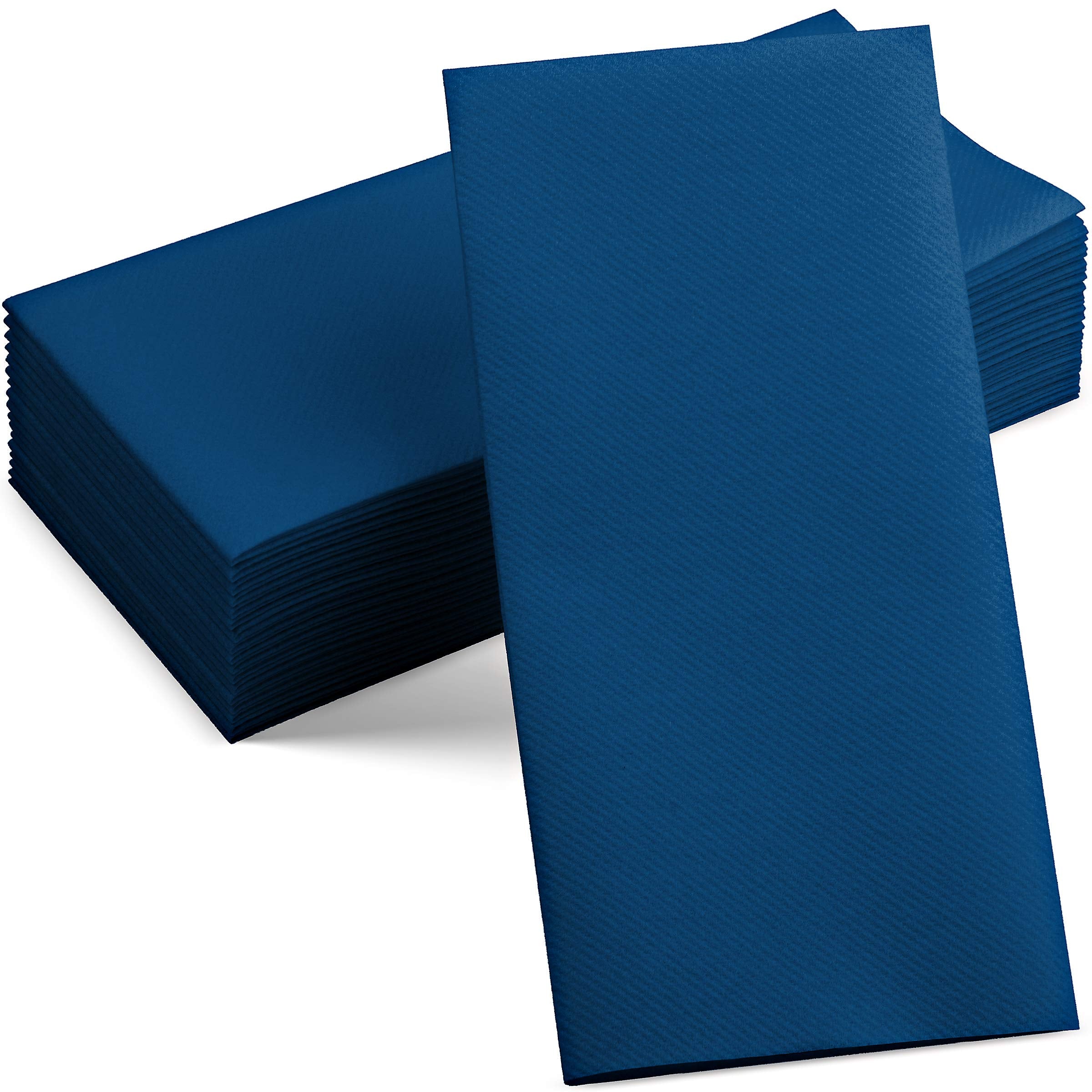 100 Linen-Feel Colored Paper Napkins - Decorative Cloth-Like Dark Blue Dinner Napkins - Soft And Absorbent. For Kitchen, Party,
