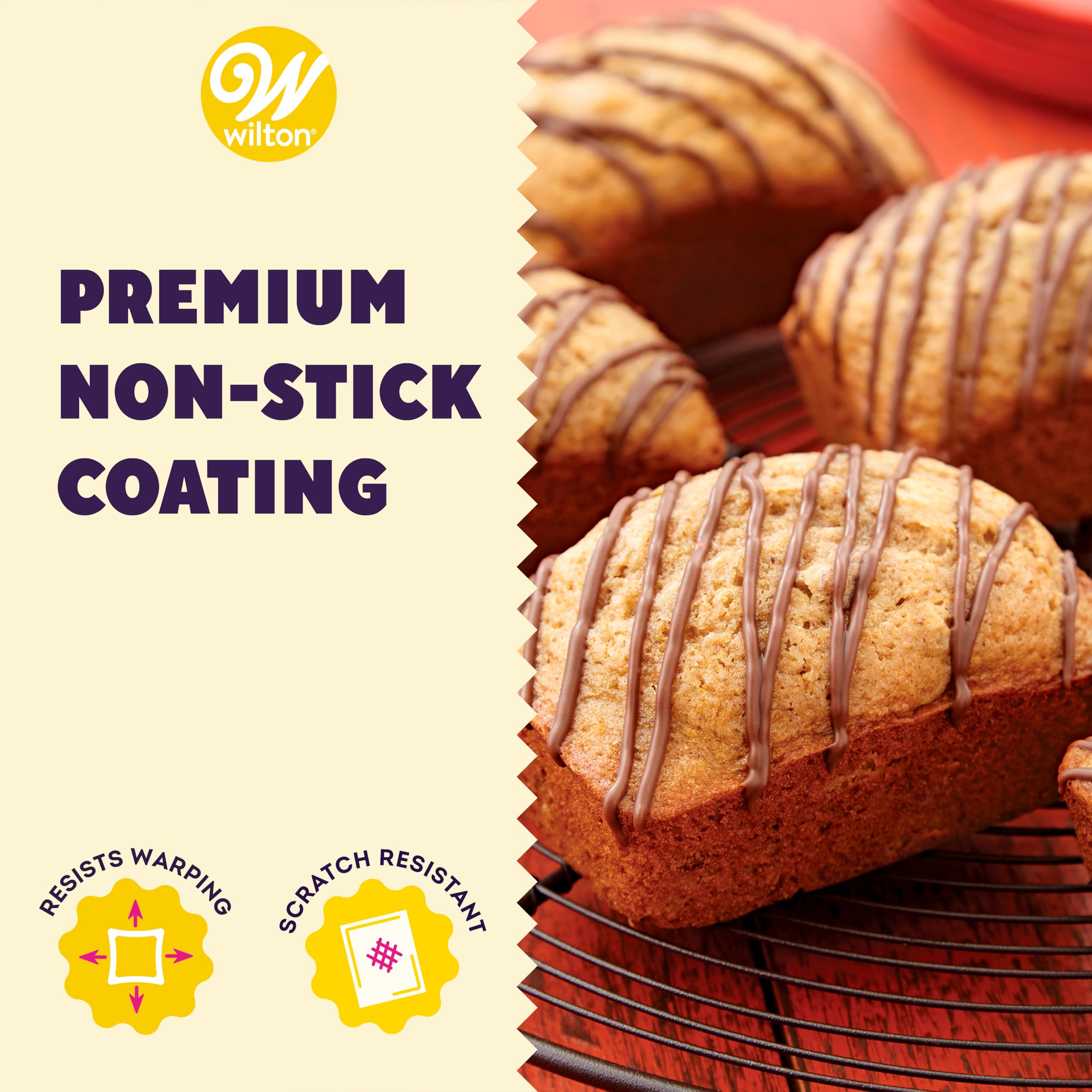 Wilton Non-Stick Mini Loaf Pan, 8-Cavity, 15.2" x 9.5" x 1.6", Gray, Model 2105-3972