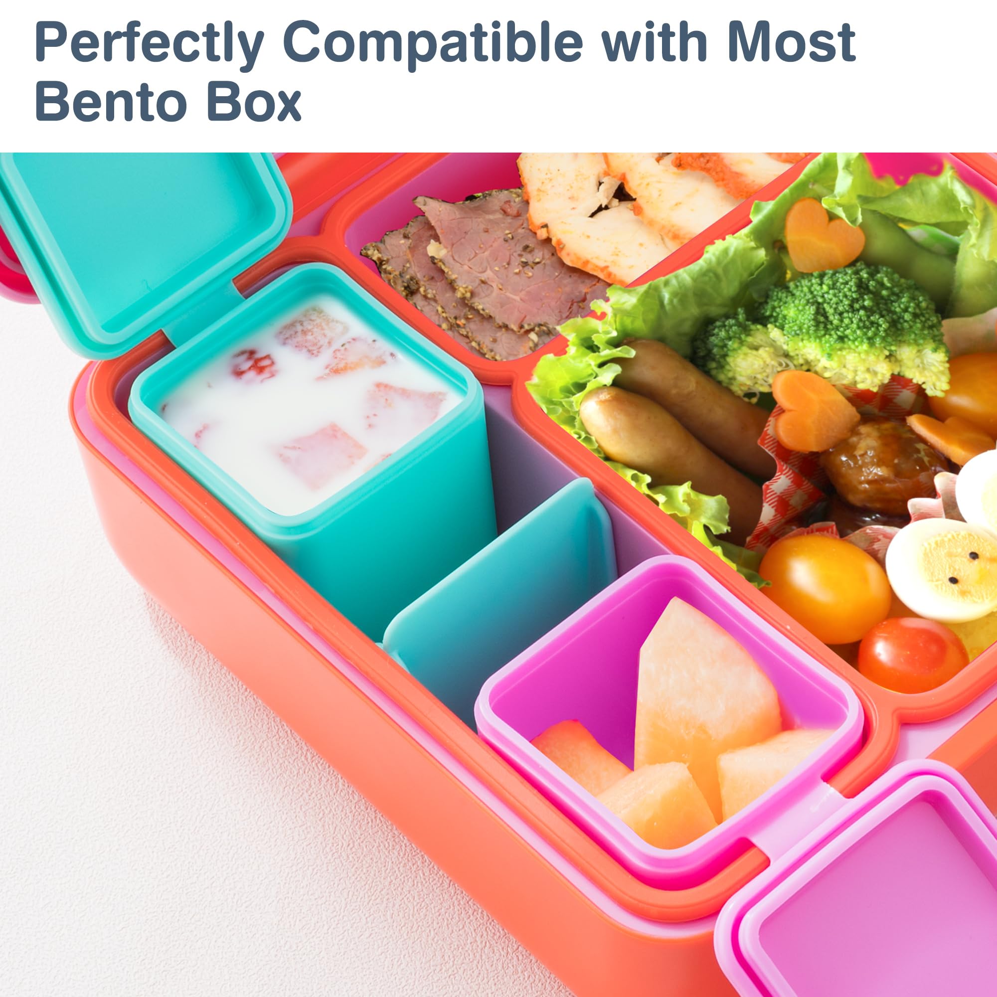 Homotte Leakproof Dips Containers Compatible With Most Bento Lunch Box, 2X 4 Oz Salad Dressing Container To Go, Small Silicone S
