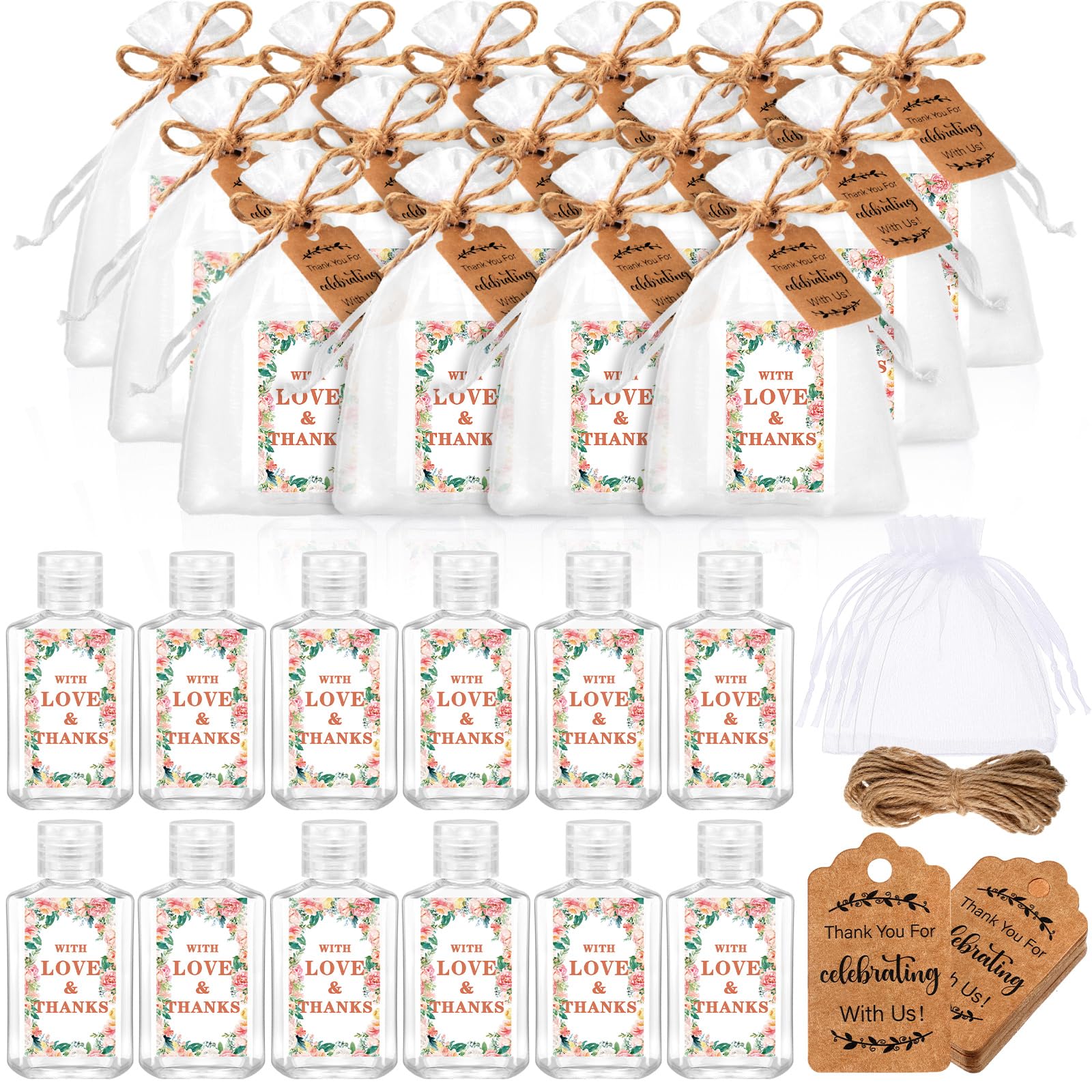 Tiangrid 50 Sets Mini Hand Sanitizer Bottles Wedding Favors Bulk For Guests 50 2Oz Empty Travel Size Hand Sanitizer Bottles With