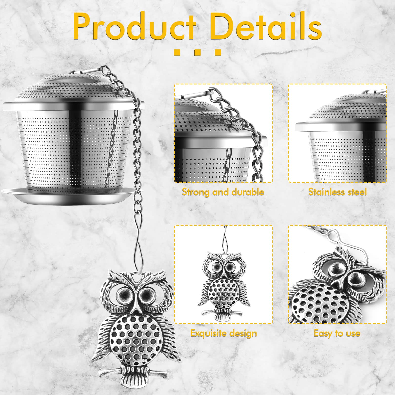 3 Sets Tea Infusers Tea Strainers For Loose Tea Fine Mesh Tea Steeper Stainless Tea Diffuser Tea Filters With Drip Trays And Pen