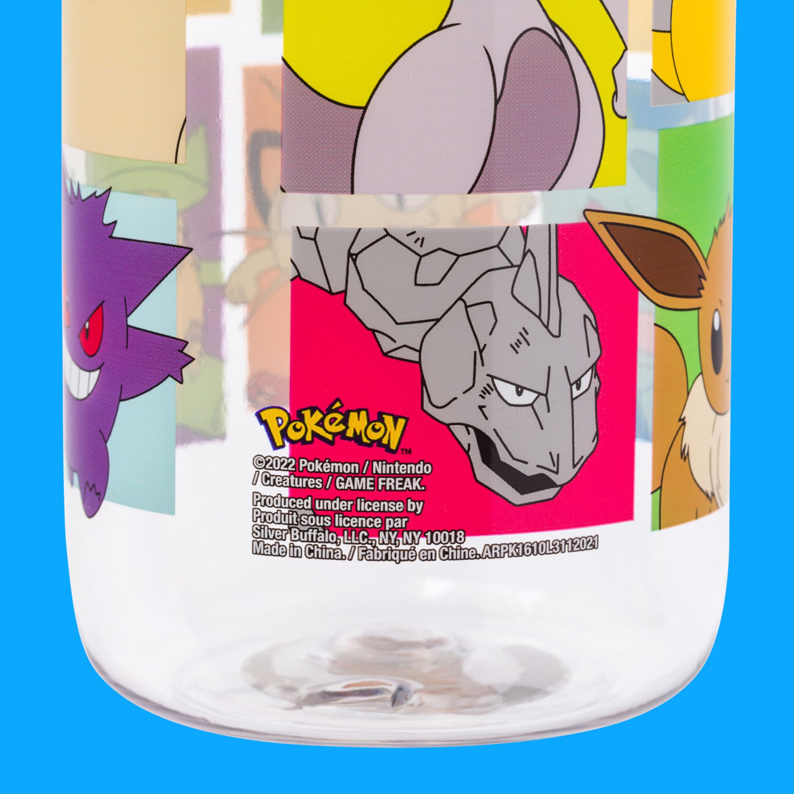 Silver Buffalo Pokemon Grid Color Blocks Water Bottle With Screw Lid  28 Ounces