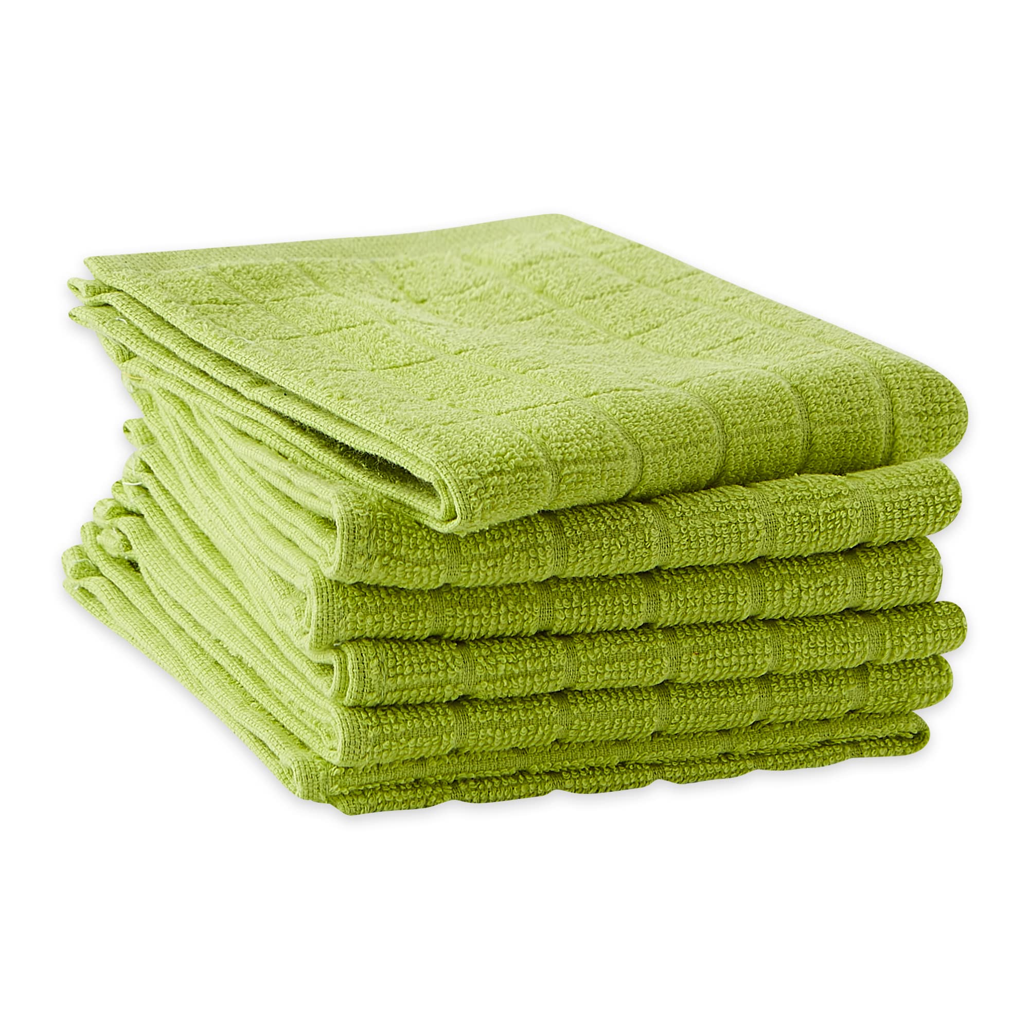 AVOCADO SOLID WINDOWPANE TERRY DISHCLOTH SET/6