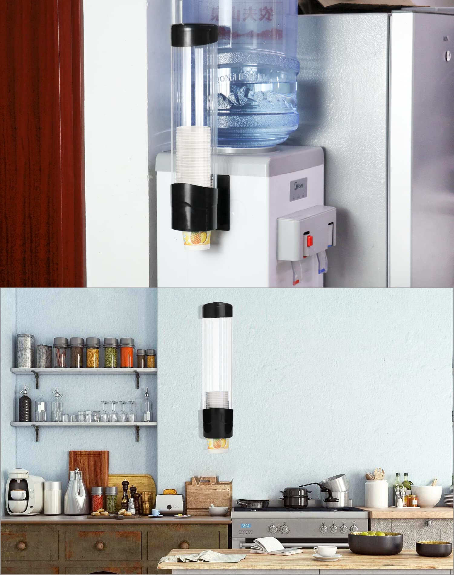 Qwork Cup Dispenser, Water Dispenser Disposable Cup Holder Rack Fits 7Oz - 12Oz Cone Or Flat Bottom Cups, Pull Type Paper Water