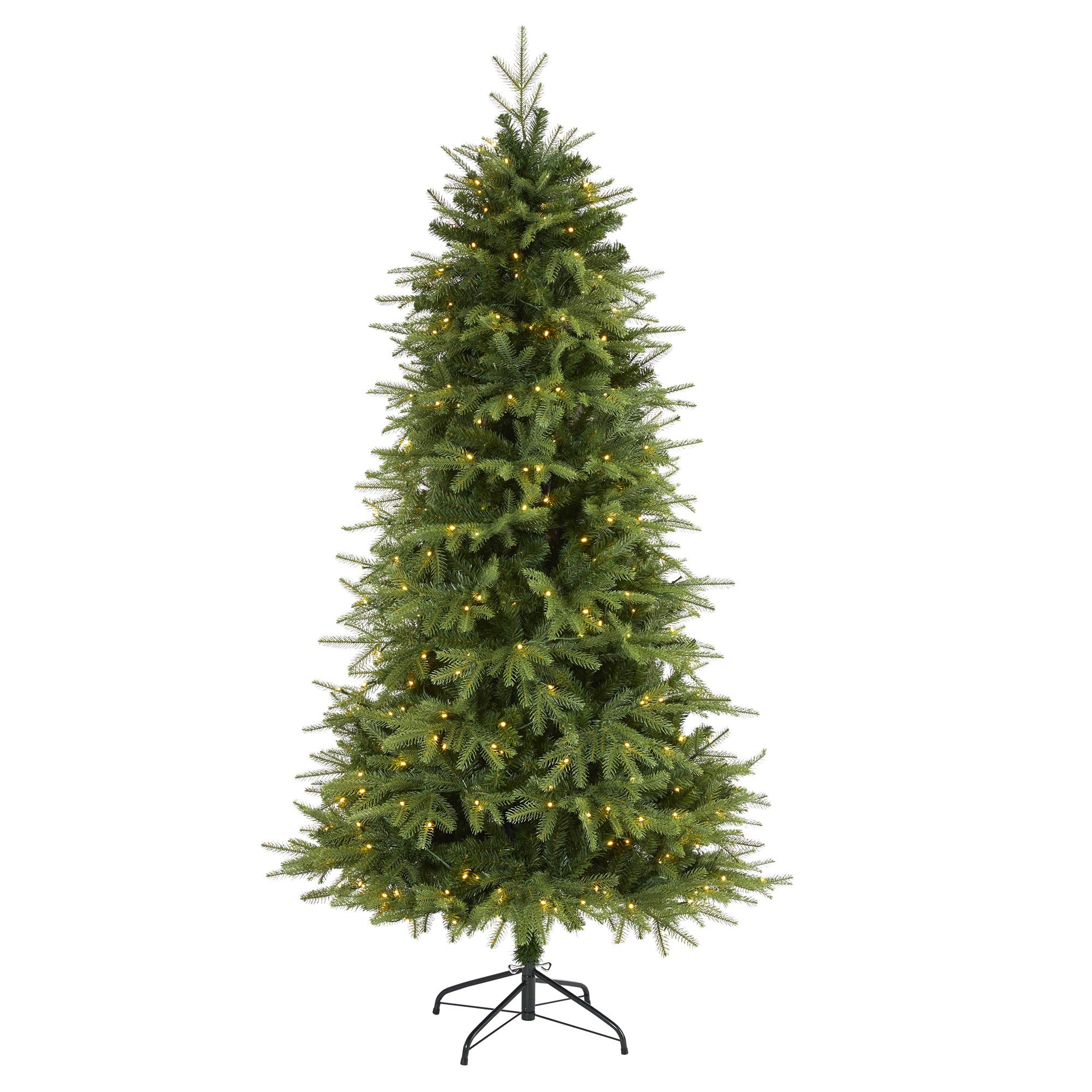 Nearly Natural 6.5ft. Vancouver Fir Natural Look Artificial Christmas Tree with 400 Clear LED Lights and 2158 Bendable Branches