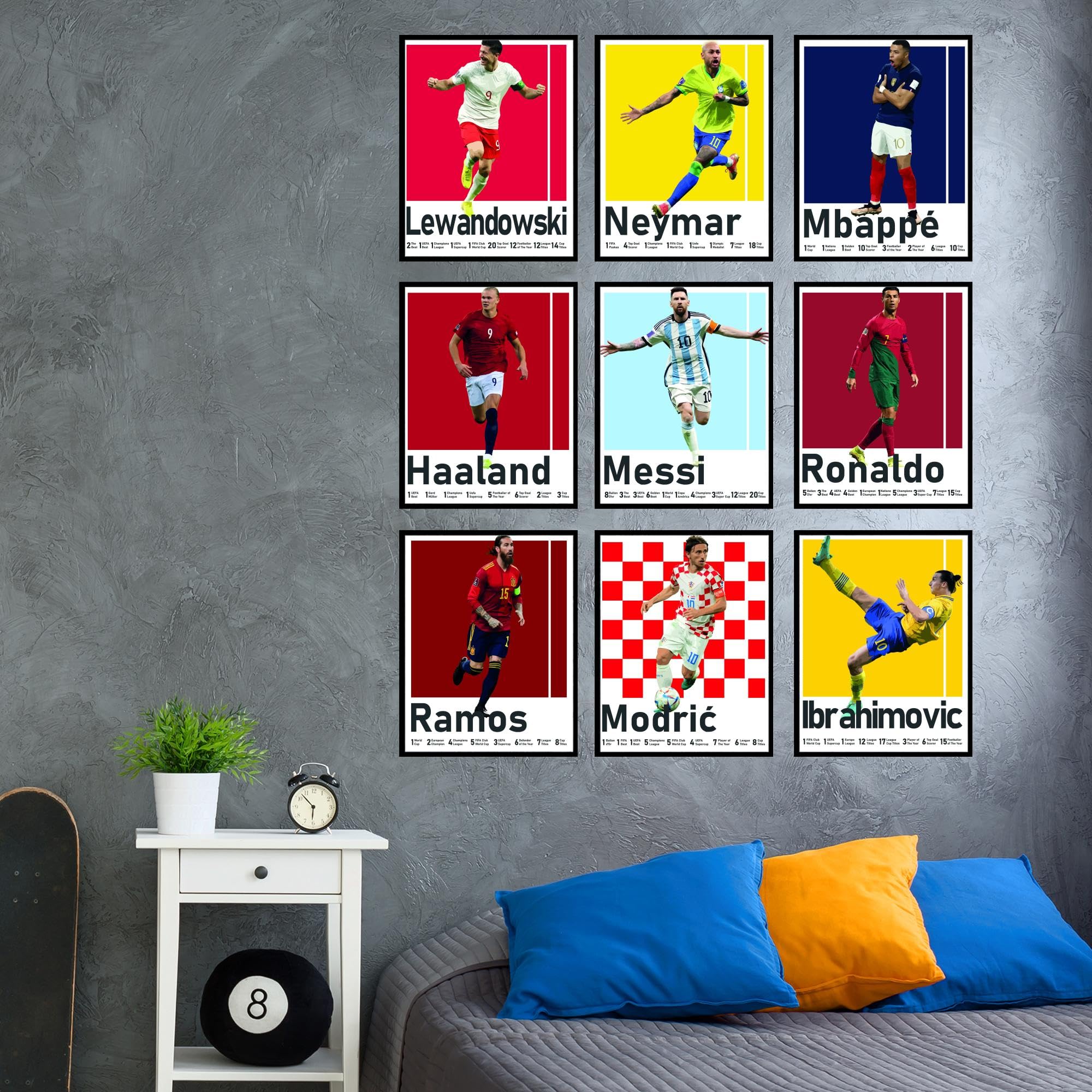 Bigwig Prints Soccer Posters - Soccer Bedroom Decor For Boys, Messi Soccer Poster, Soccer Room Decor For Boys, Ronaldo And Messi