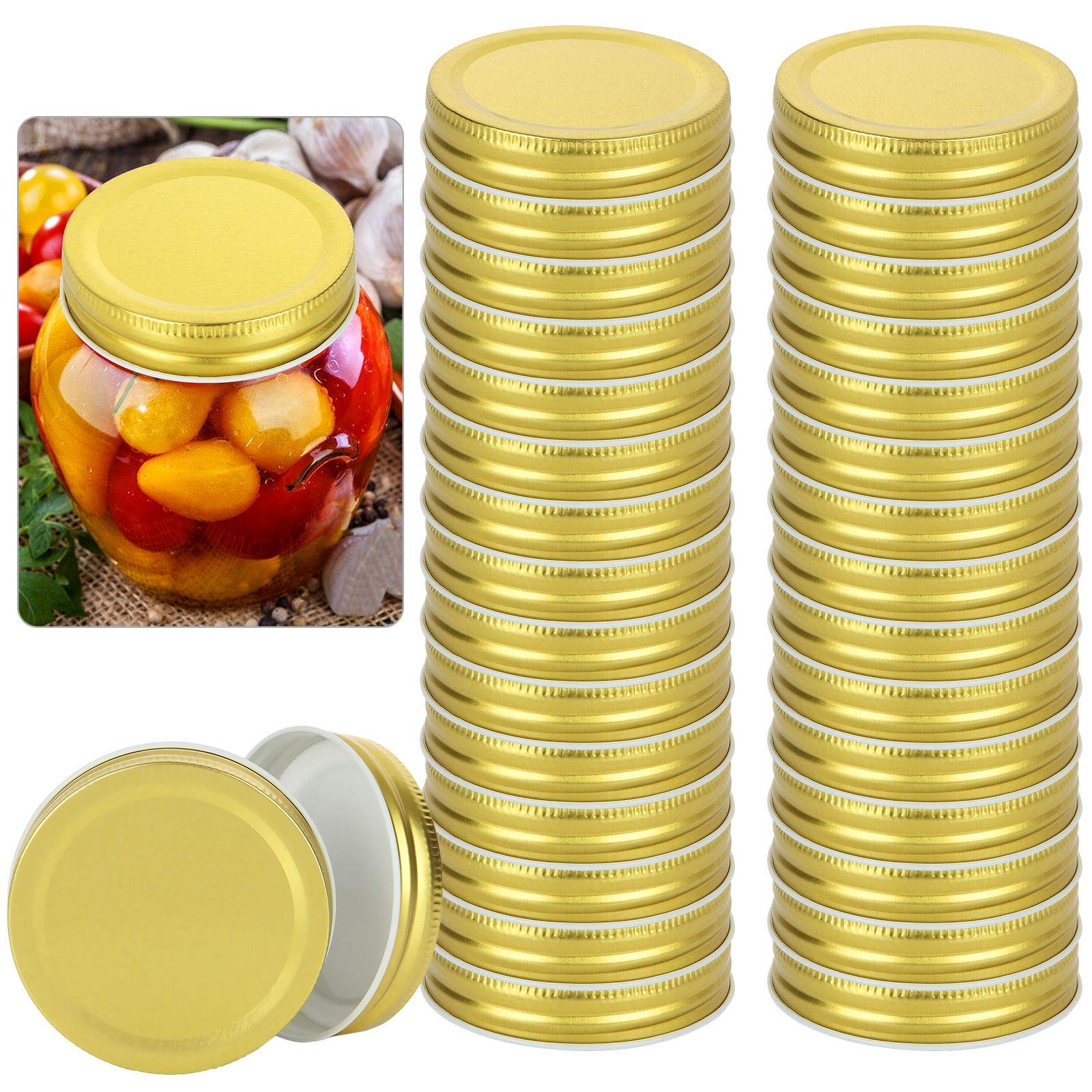 Zoeyes 50 Pcs Regular Mouth Mason Canning Jar Lids, Reusable Metal Lids For Mason Jar, Leak Proof Secure Mason Storage Covers Ca