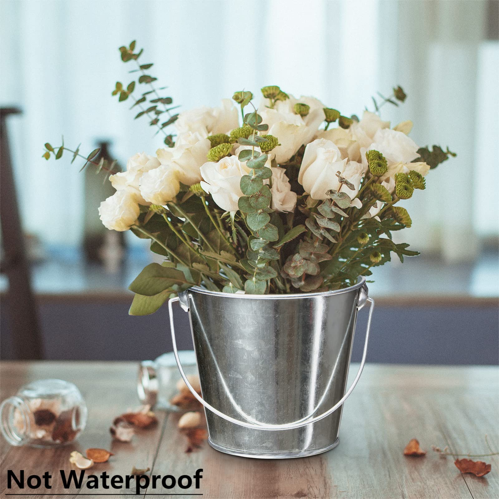 Takma Galvanized Tin Metal Buckets With Handle - 6 Pack 4.3 Inch Iron Pail, Easter Bucket,Pencil Holder And Flower Pots,Craft Su