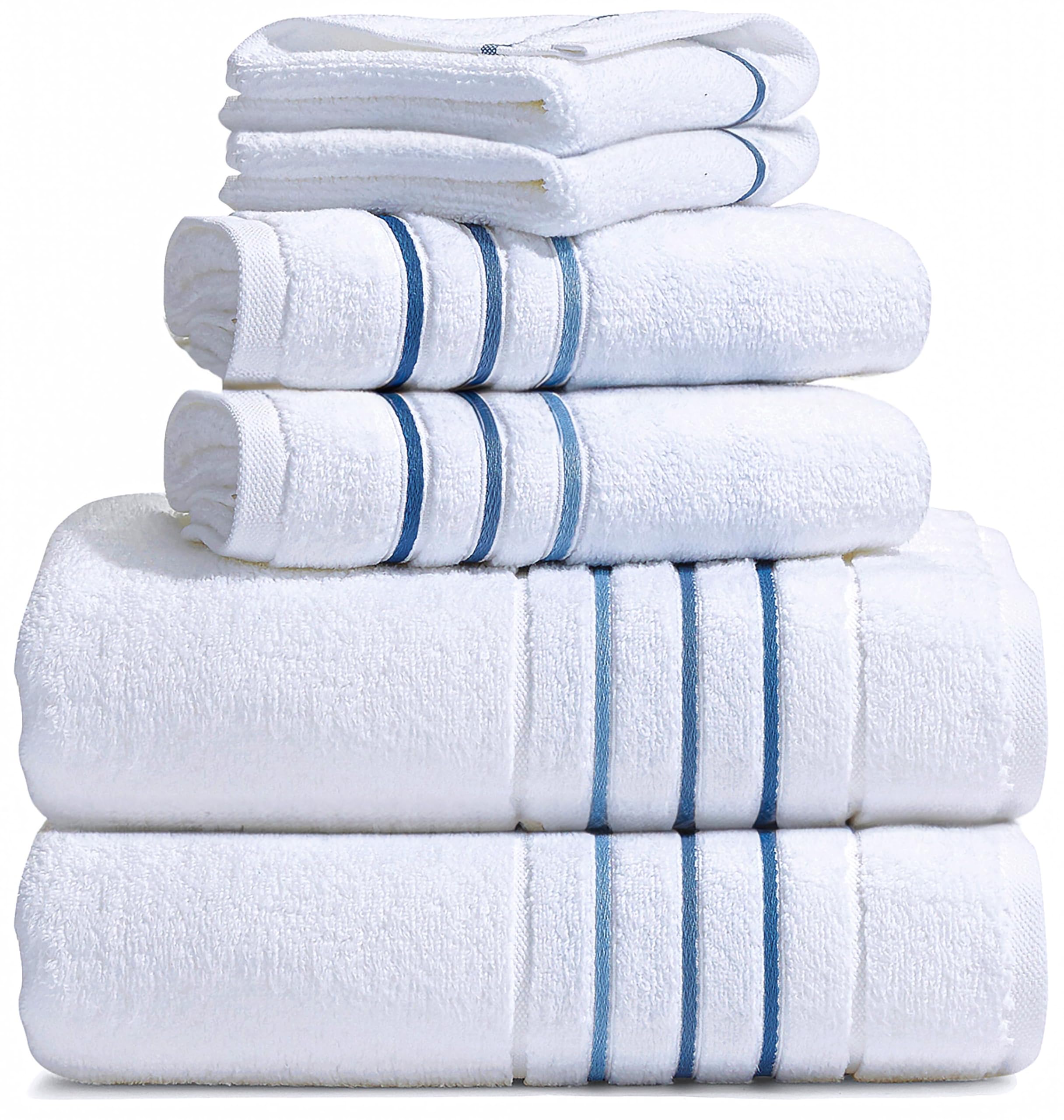 Le Fil Blanc Bath Towel Set_White Towel For Bathroom, Luxury Hotel &Spa Quality, 100% Cotton .Includes 2 Large Bath Towels, 2 Ha