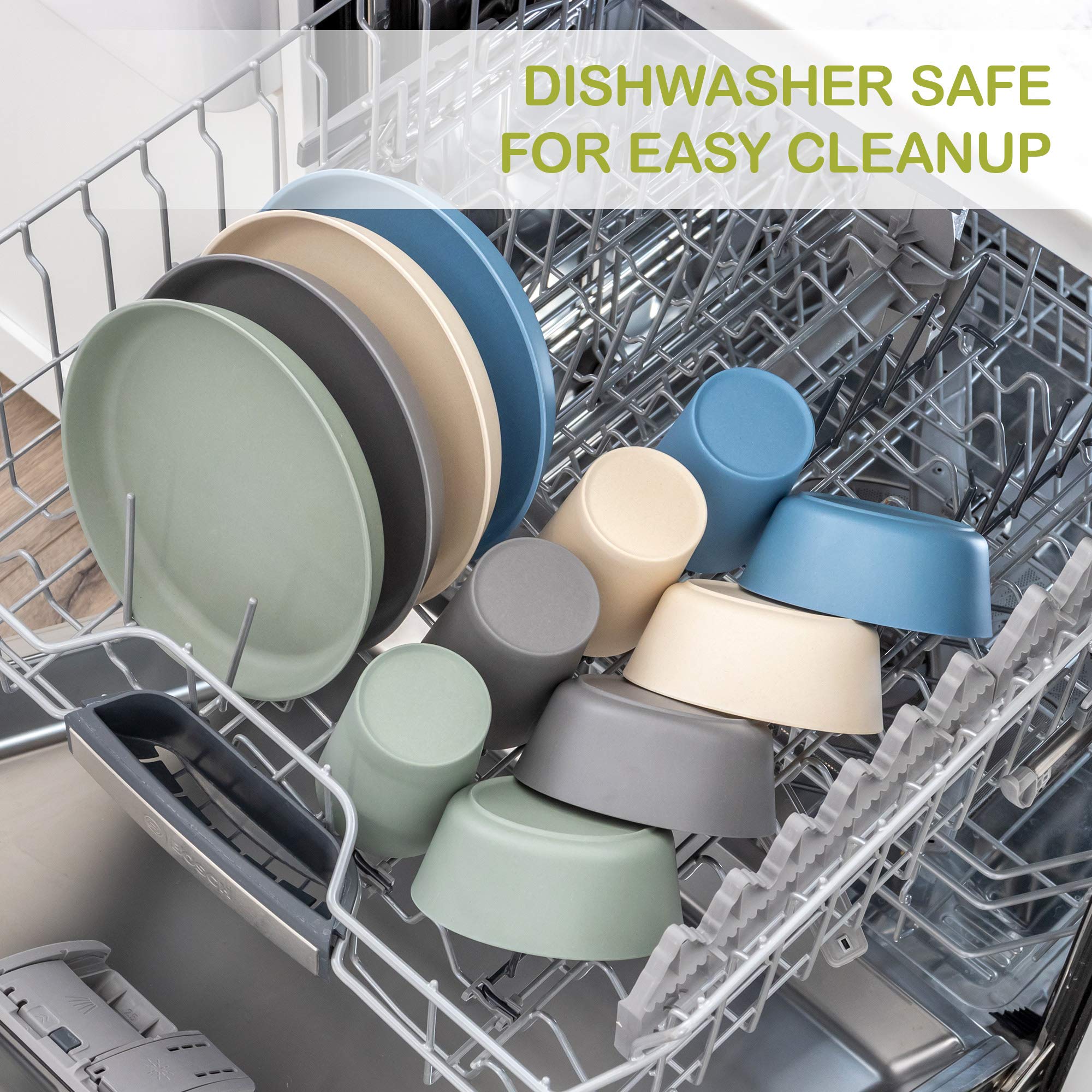 Weesprout Bamboo Kids Bowls, Set Of Four 10 Oz Kid-Sized Bamboo Bowls, Dishwasher Safe Kid Bowls (Blue, Green, Gray, & Beige)