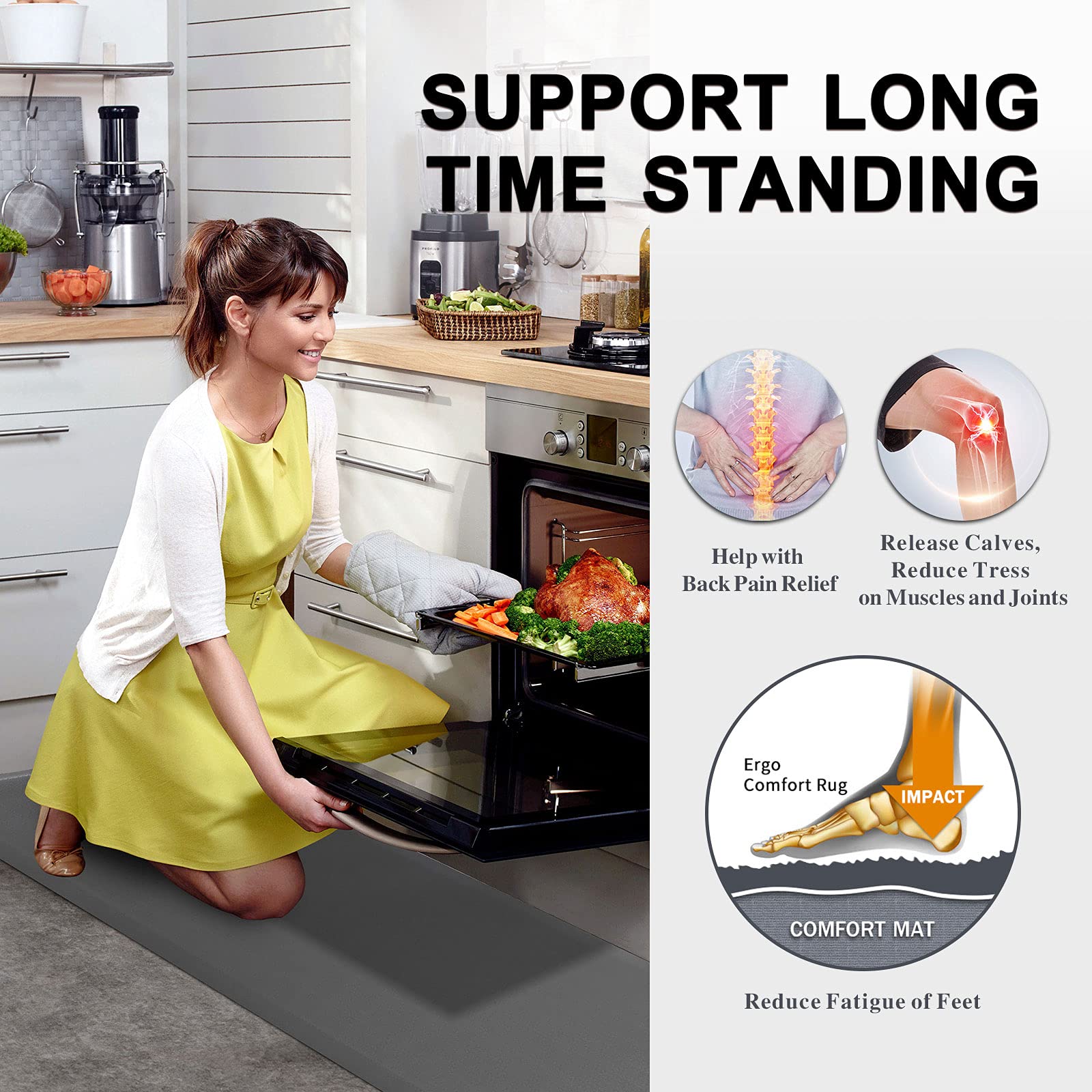 Carvapet Anti-Fatigue Floor Mat Cushioned Kitchen Comfort Mat Waterproof Non-Slip Standing Desk Mats And Rugs Heavy Duty Pvc Erg