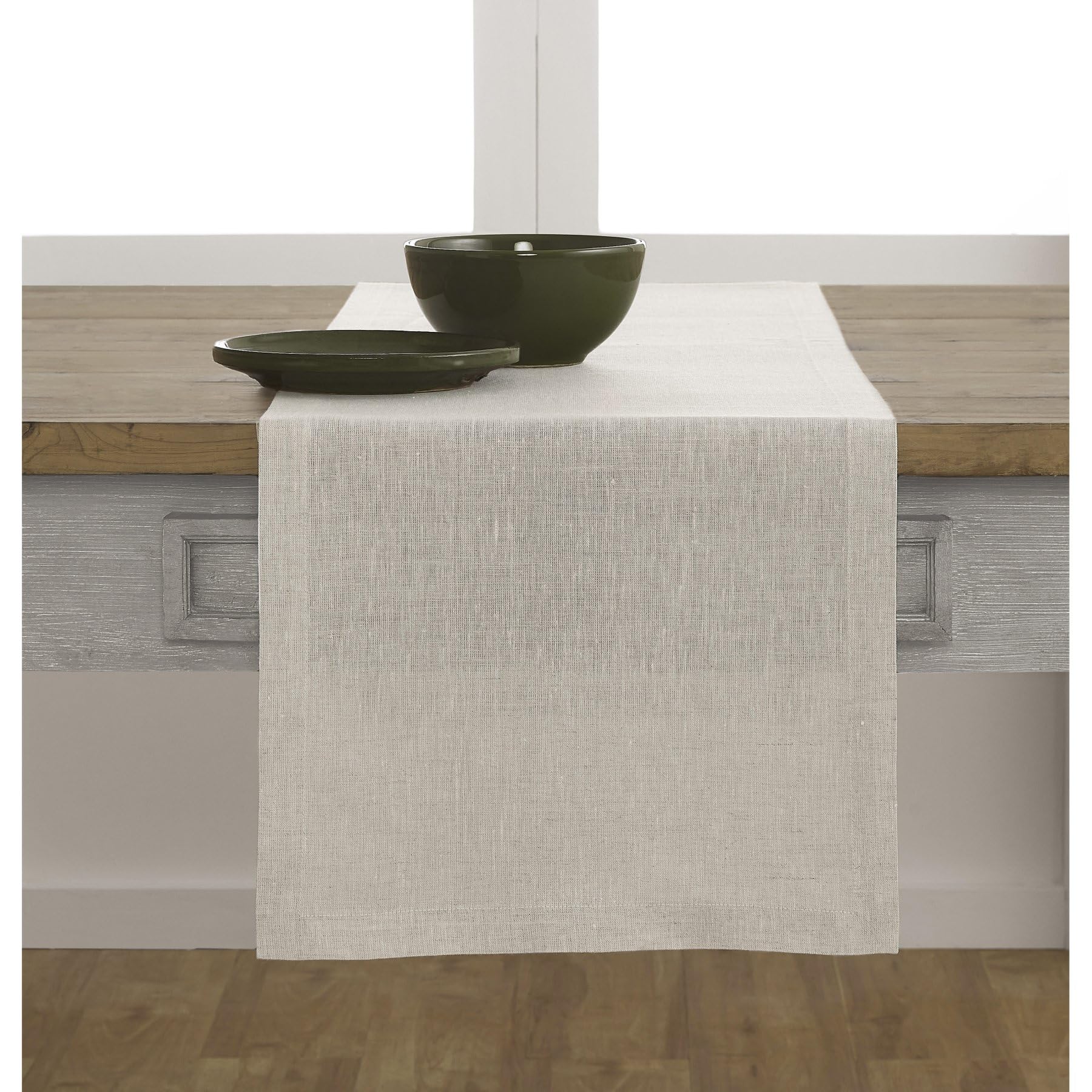 Solino Home Linen Table Runner 144 Inches Long - 100% Pure Linen Light Natural Table Runner 14 X 144 Inch - Machine Washable Din