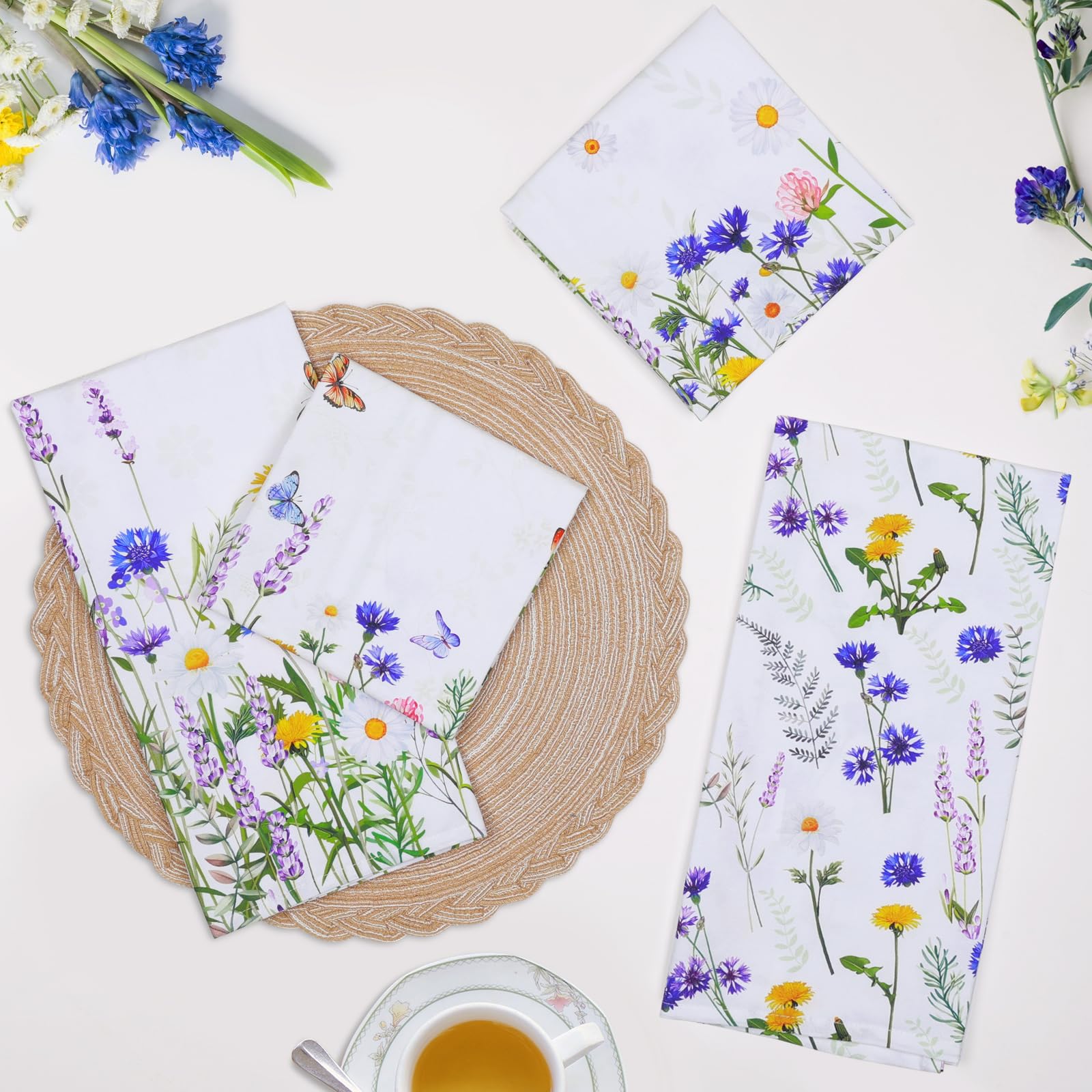 Arquiel Wildflower Kitchen Towel 100% Cotton Quick Dry Dish Towels 20 X 27.5Inch, Dishcloth Hand Towels For Housewarming Gifts D