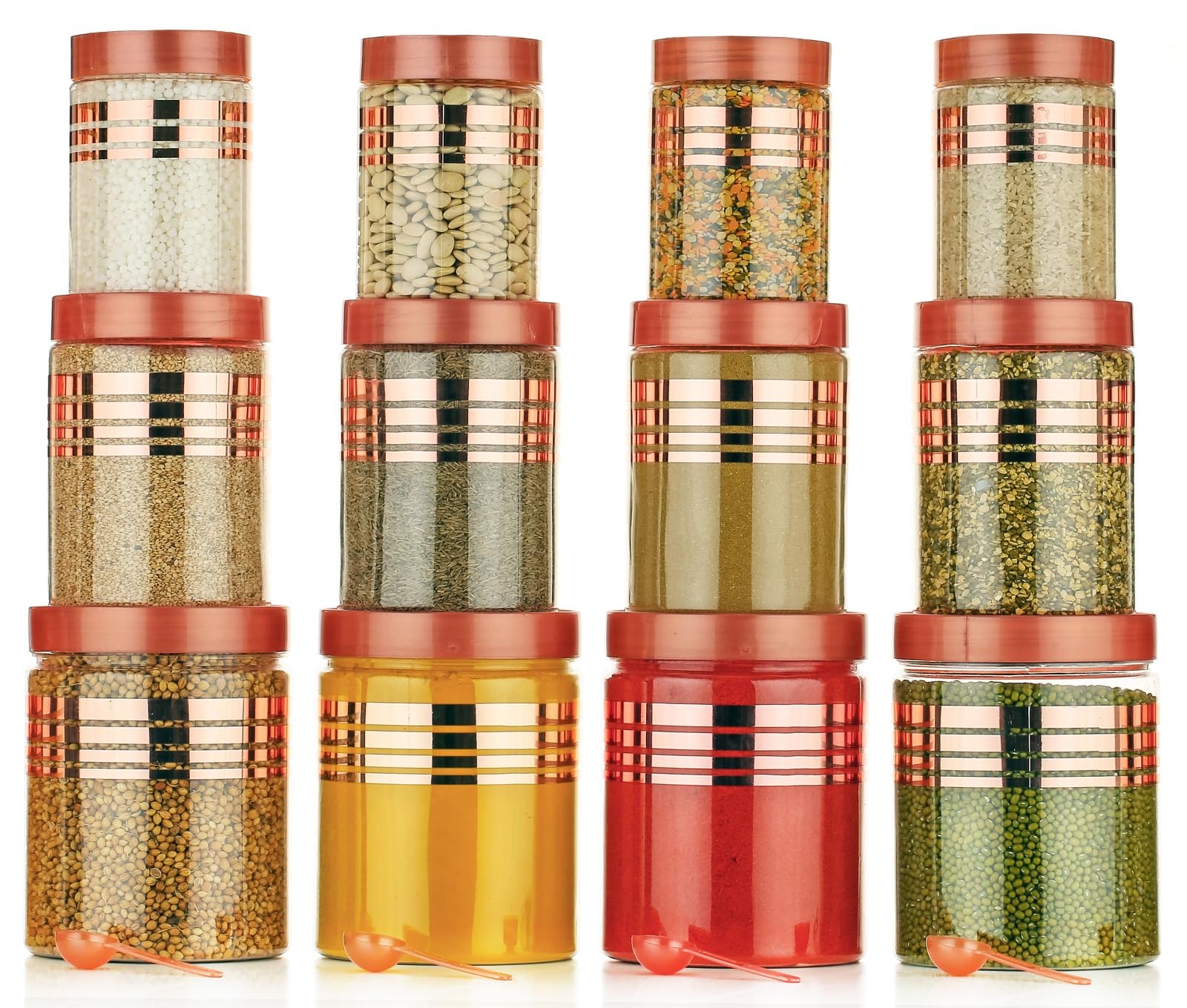 Shruti Plastic Airtight Heavy Quality Printed Design Container Set Kitchen Storage With Spoons, Kitchen Dabba Set, Grocery Box W