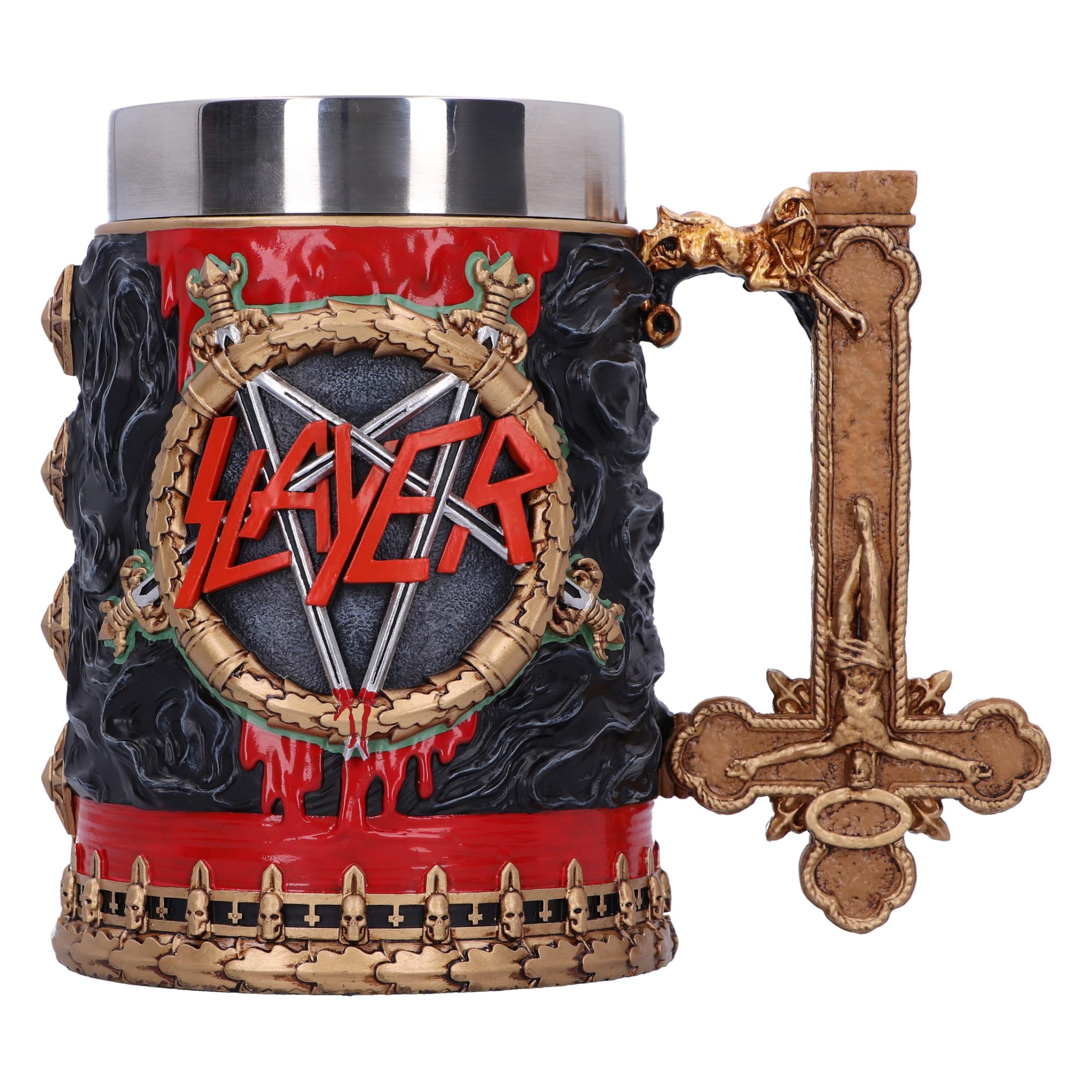 Nemesis Now Slayer Reign In Blood Tankard, Resin, Black/Red, Officially Licensed Slayer Band Merch, Removable Stainless Steel In