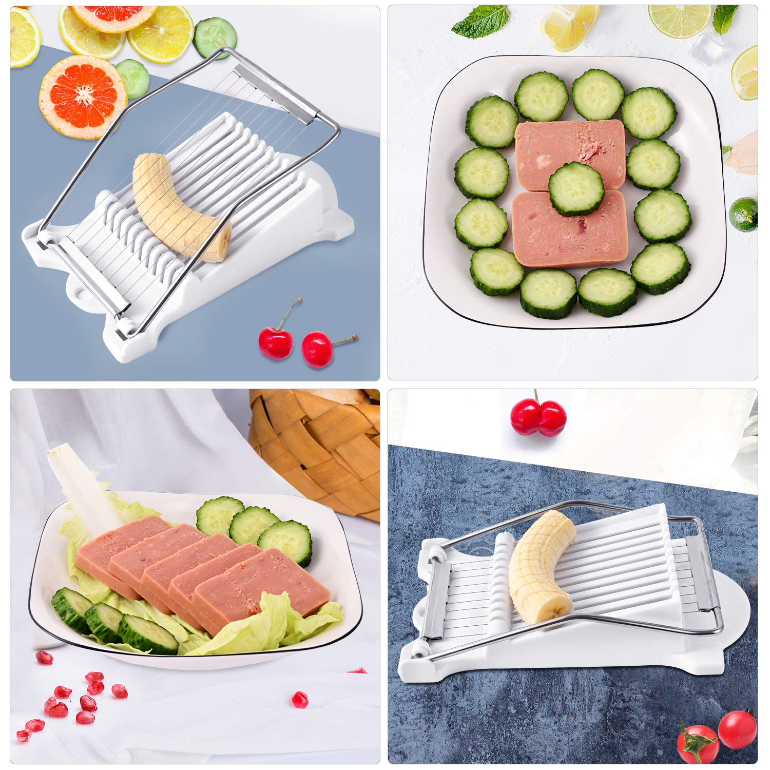 Topolopyfeely Stainless Steel Salami and Fruit Slicer - 10 Slices, White, Model AAA