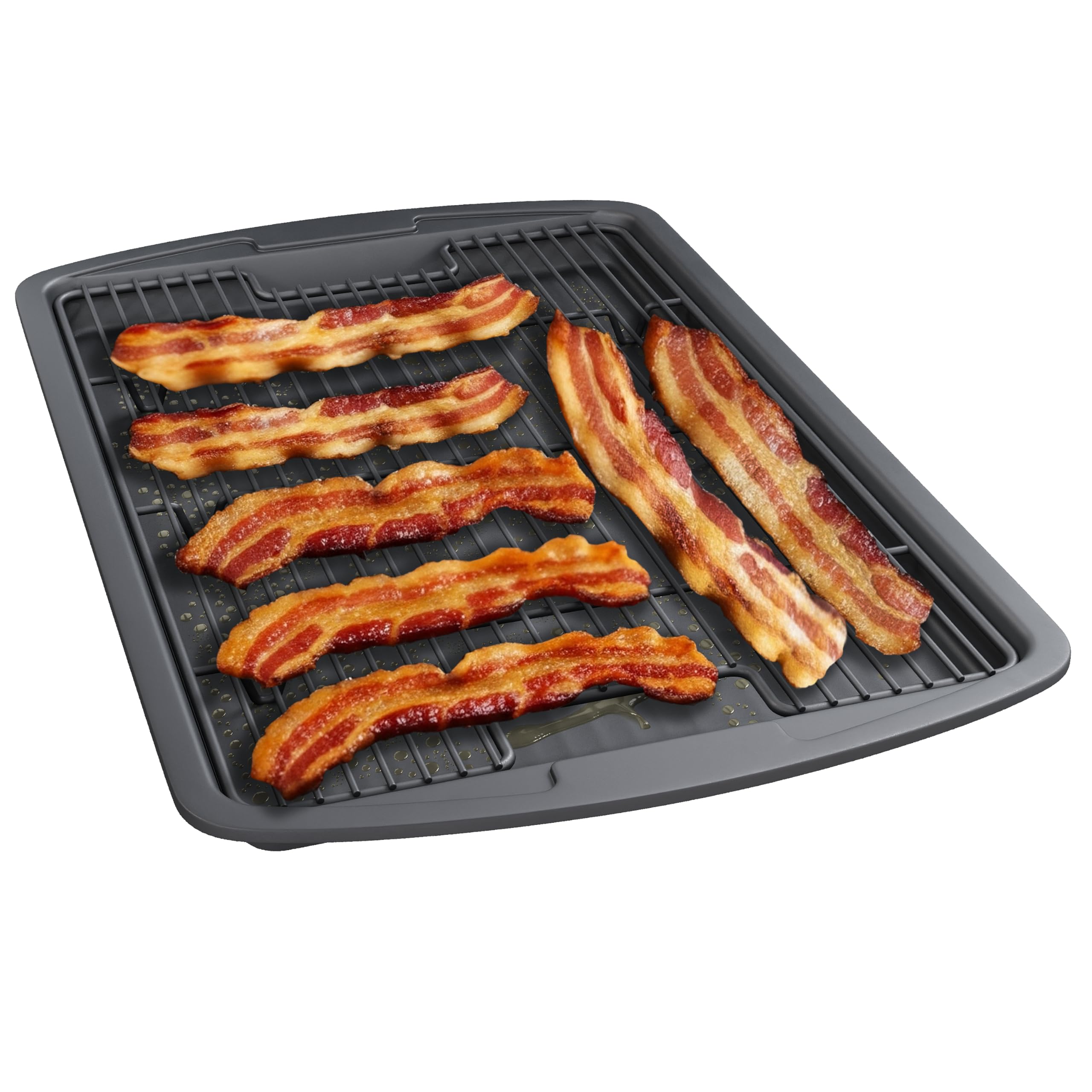 Cookie Sheet with Wire Rack Set, 2-Piece Nonstick Gray Carbon Steel Pan & Cooling Rack, Space-Saving Stackable Set, PFOA, PFOS, 
